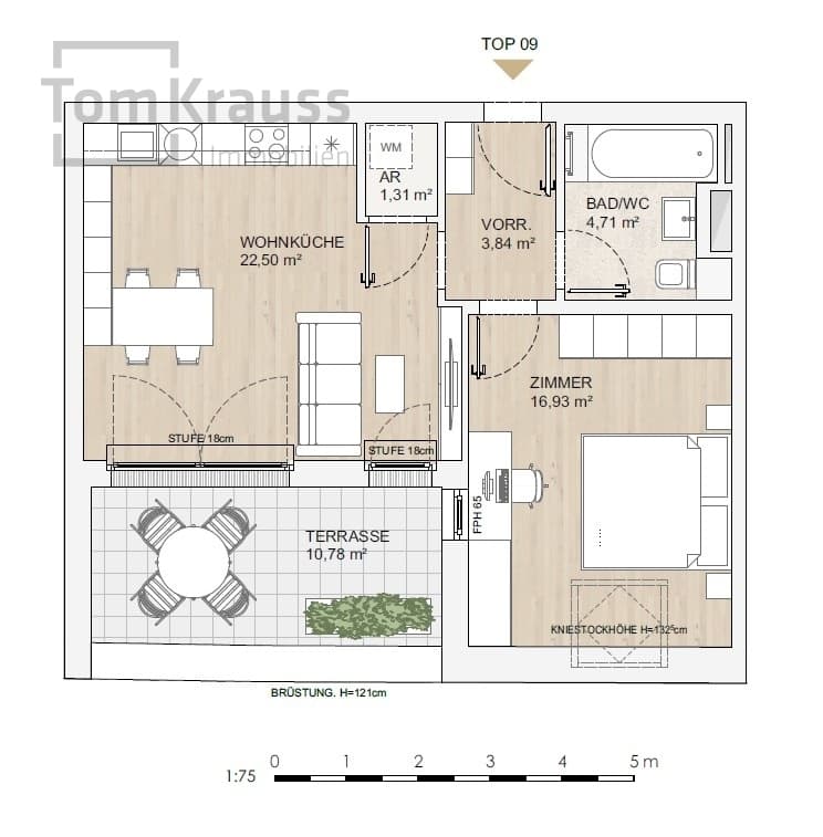 Grundriss Top 9 — MORE VIENNA — 2 Zimmer — 49,3 m²
