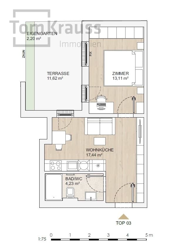 Floorplan Top 3 AP — MORE VIENNA — 2 Rooms — 34.8 m²