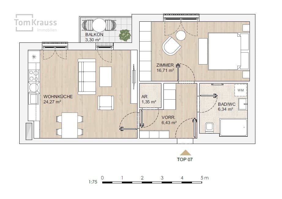 Grundriss Top 7 — MORE VIENNA — 2 Zimmer — 55,1 m²