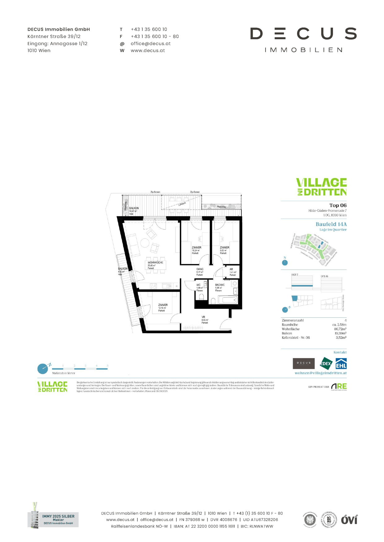 Floorplan Obj 1163168 — NATÜRLICH DRAUSSEN – Building Plot 14A — 4 Rooms — 86.7 m² — 1. Etage