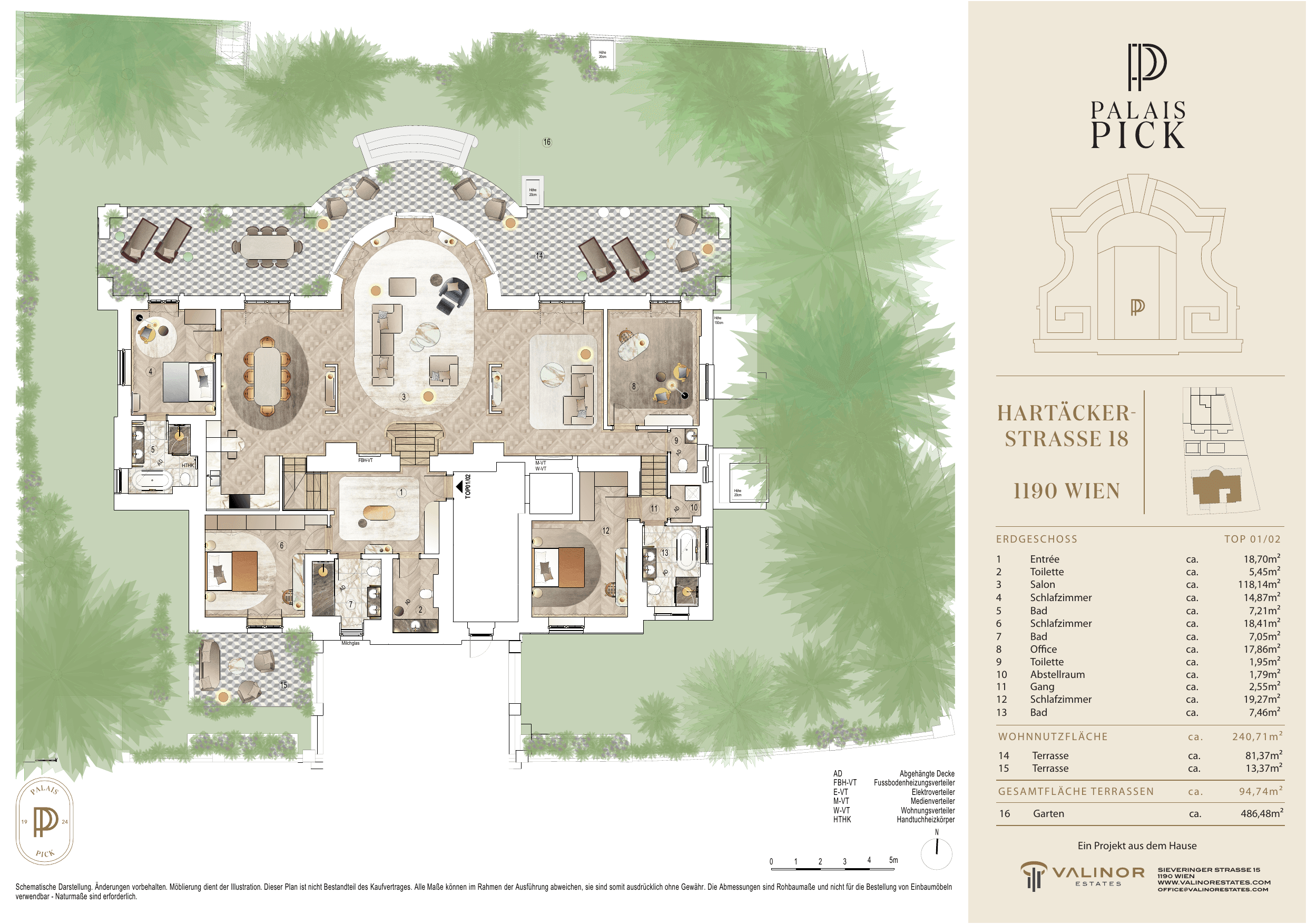 Grundriss Top 1 + 2 — Palais Pick — 5 Zimmer — 242,7 m² — EG