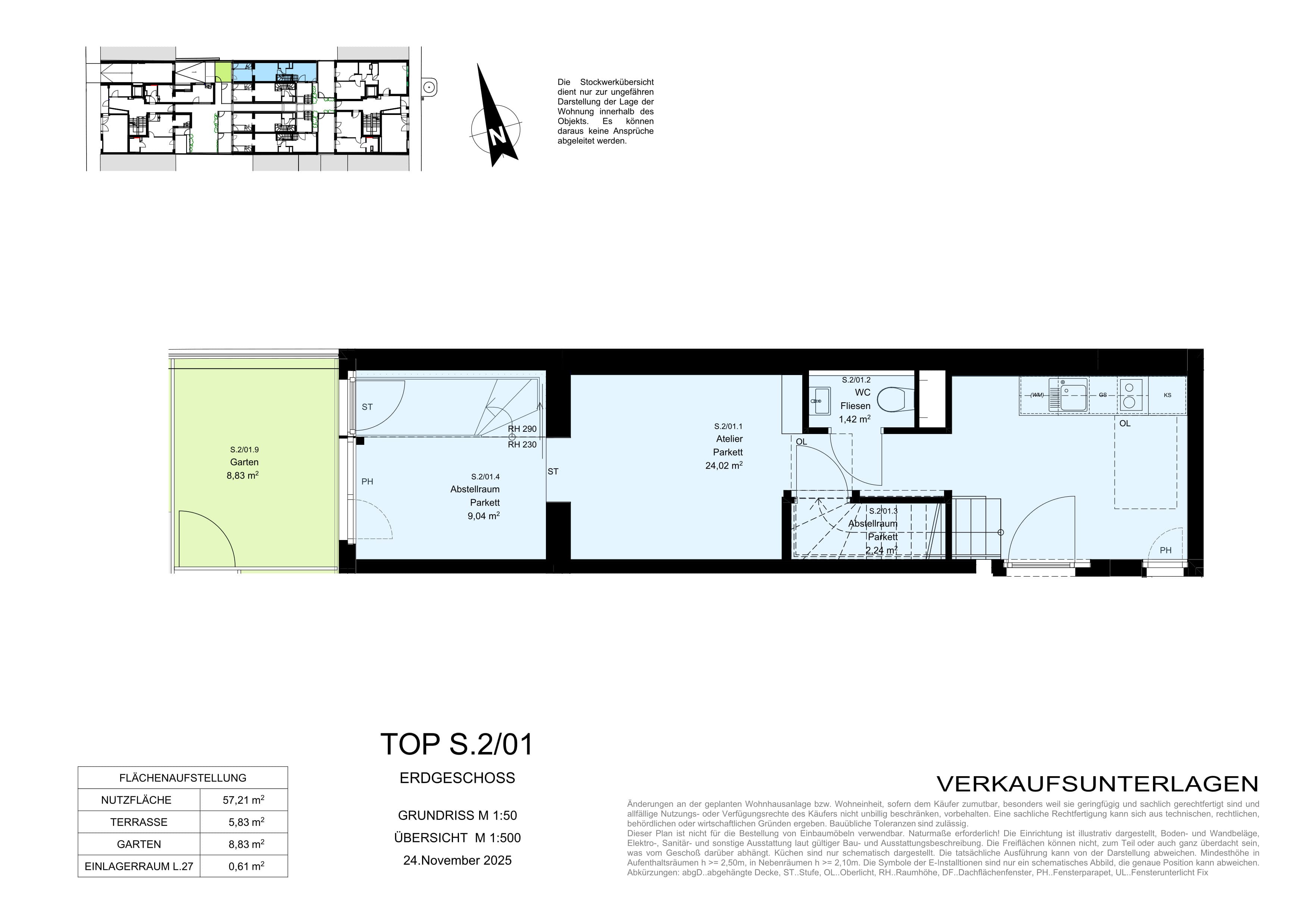 Floorplan Top S.2/01 — Aufleeben — 3 Rooms — 57.2 m² — EG — Floorplan 1/2