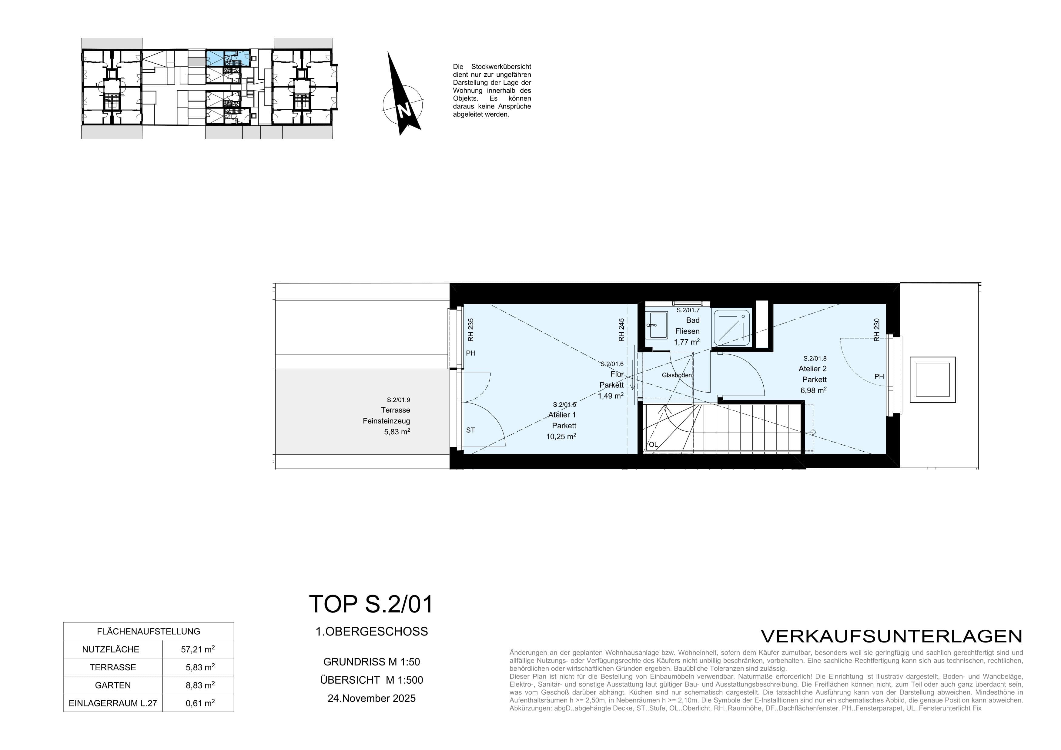 Floorplan Top S.2/01 — Aufleeben — 3 Rooms — 57.2 m² — EG — Floorplan 2/2