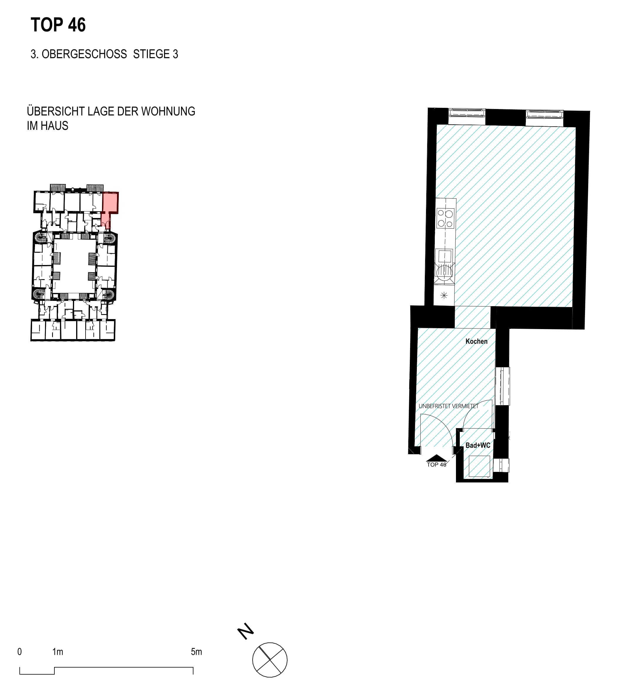 Grundriss Top 46 — Paulus 5 — 1 Zimmer — 29,6 m² — 3. OG