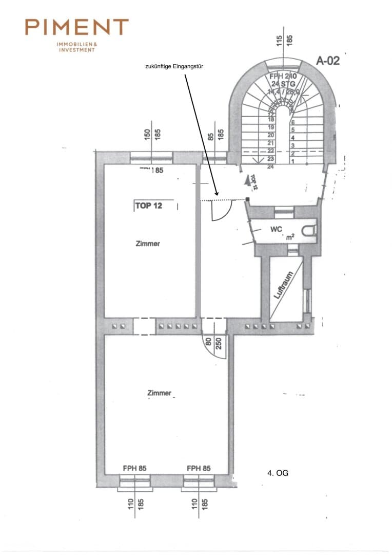 Floorplan Top 12 — Raffaelgasse 4 — 2 Rooms — 48.7 m² — 3. OG