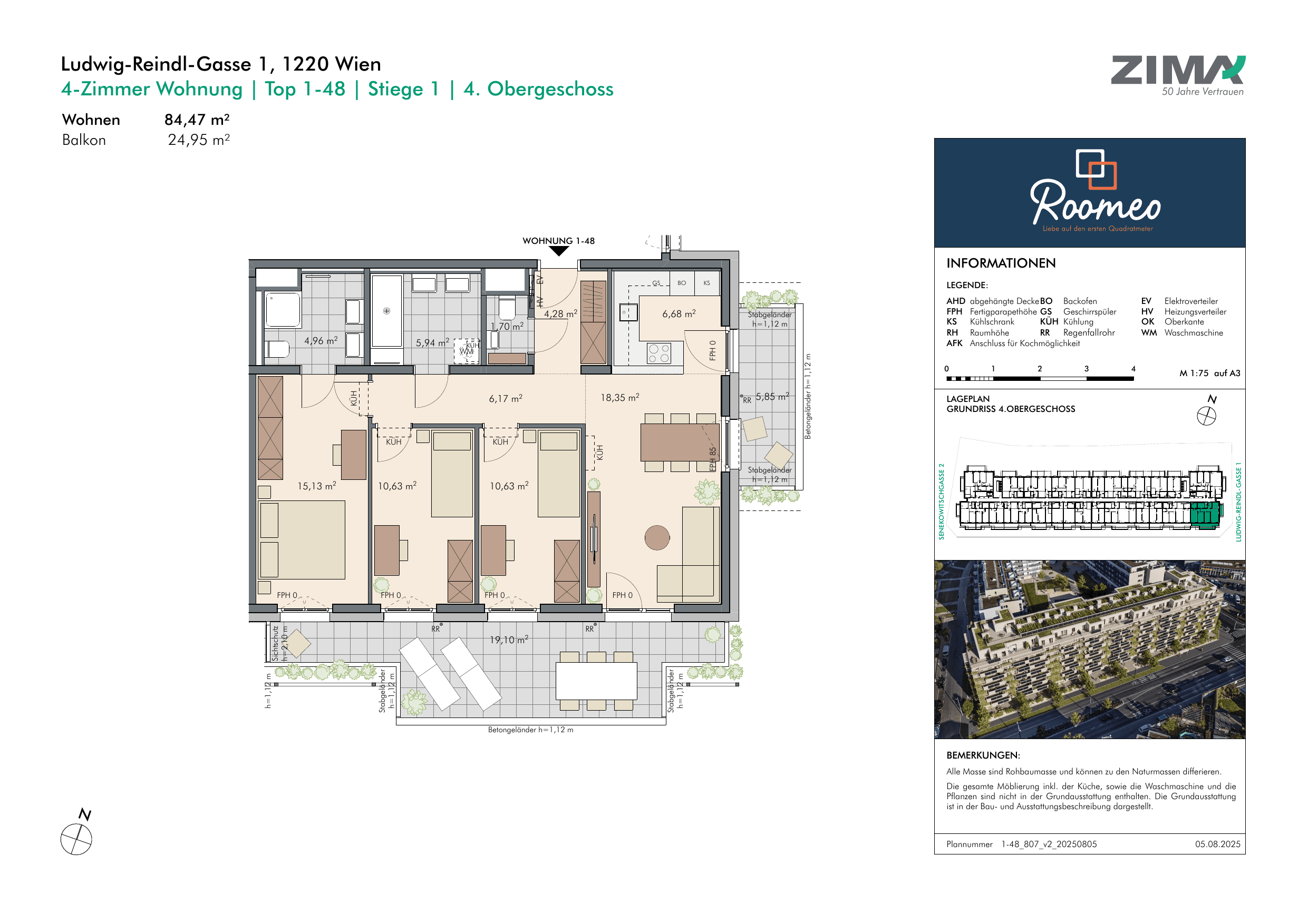 Grundriss 1-48 — Roomeo — 4 Zimmer — 84,5 m² — 4 OG