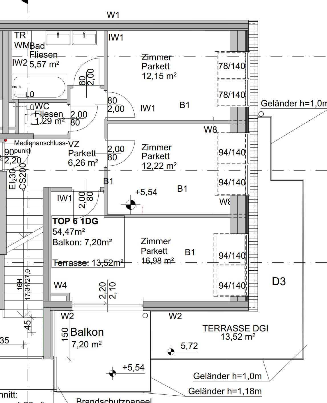 Floorplan Top 6 — Rügenau 20 — 4 Rooms — 128 m² — 1. DG — Floorplan 2/4