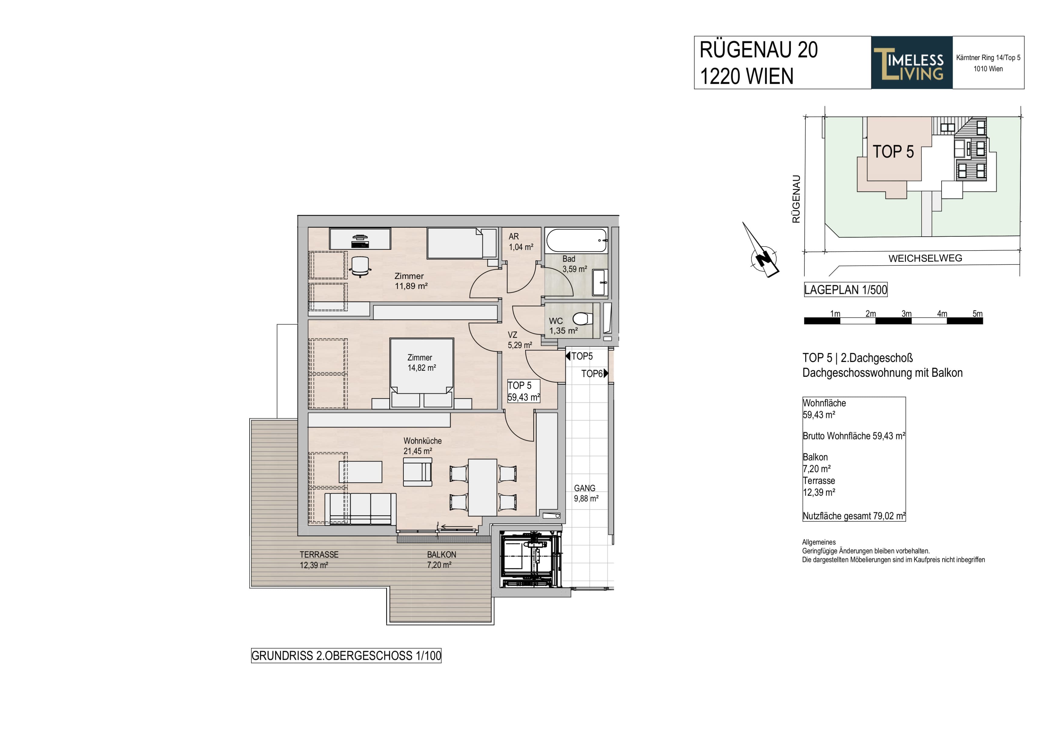 Floorplan Top 5 — Rügenau 20 — 3 Rooms — 59 m² — 2. OG
