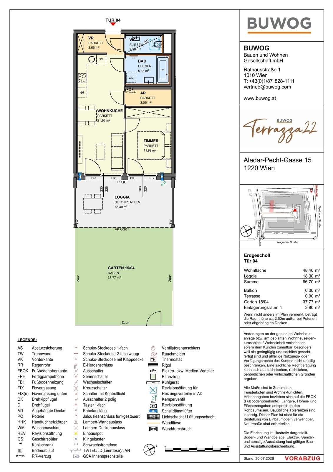Floorplan Top 15.04 — Terrazza22 — 2 Rooms — 48.4 m² — EG — Südost