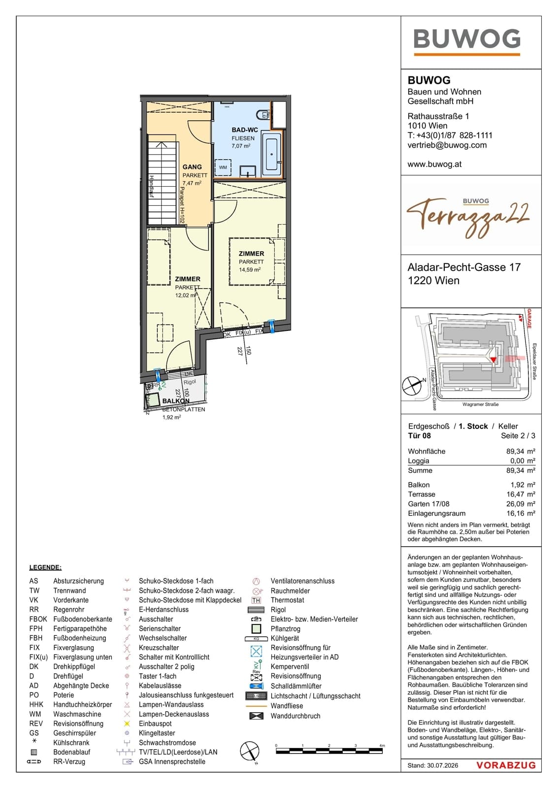 Floorplan Top 17.08 — Terrazza22 — 3 Rooms — 89.3 m² — EG — Nordost — Floorplan 2/3