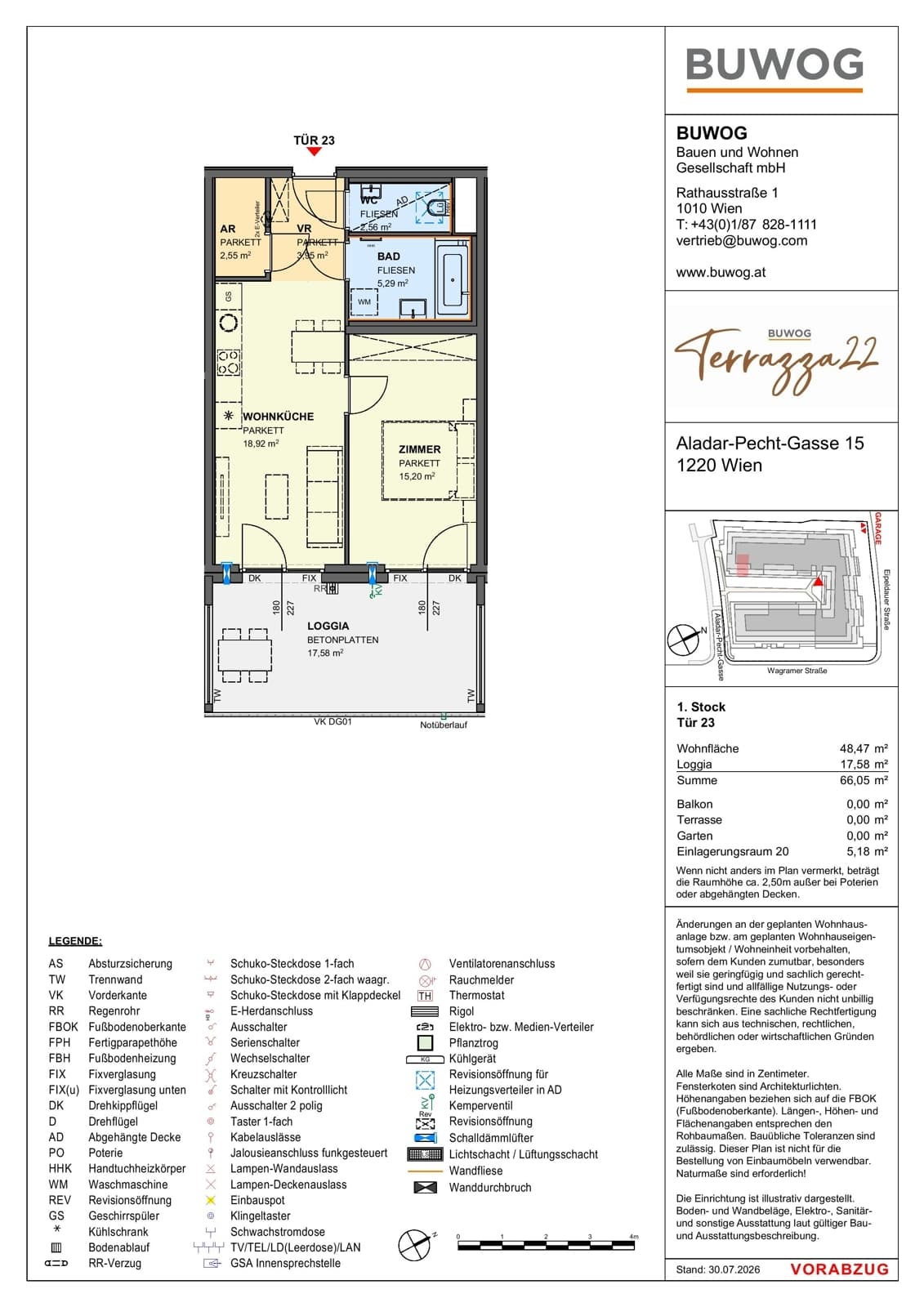 Floorplan Top 15.23 — Terrazza22 — 2 Rooms — 48.5 m² — 1. OG — Südost