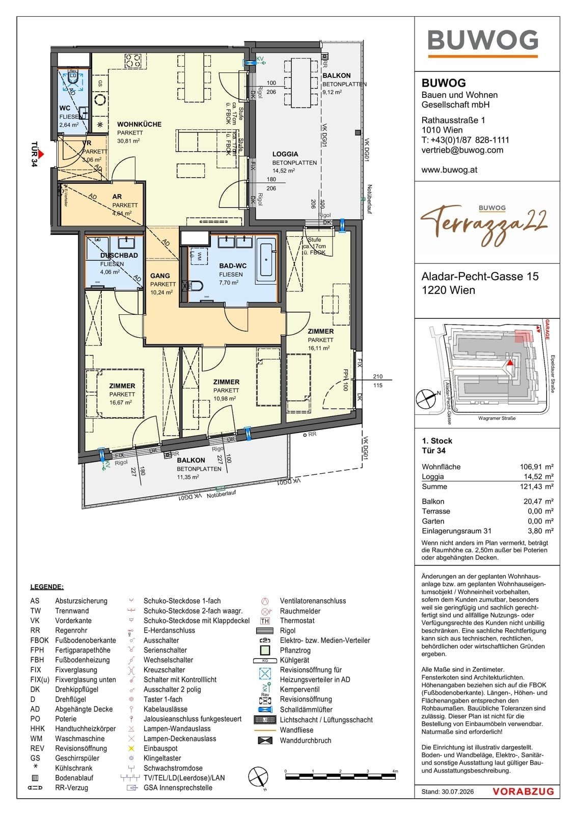 Floorplan Top 15.34 — Terrazza22 — 4 Rooms — 106.9 m² — 1. OG — Nordwest