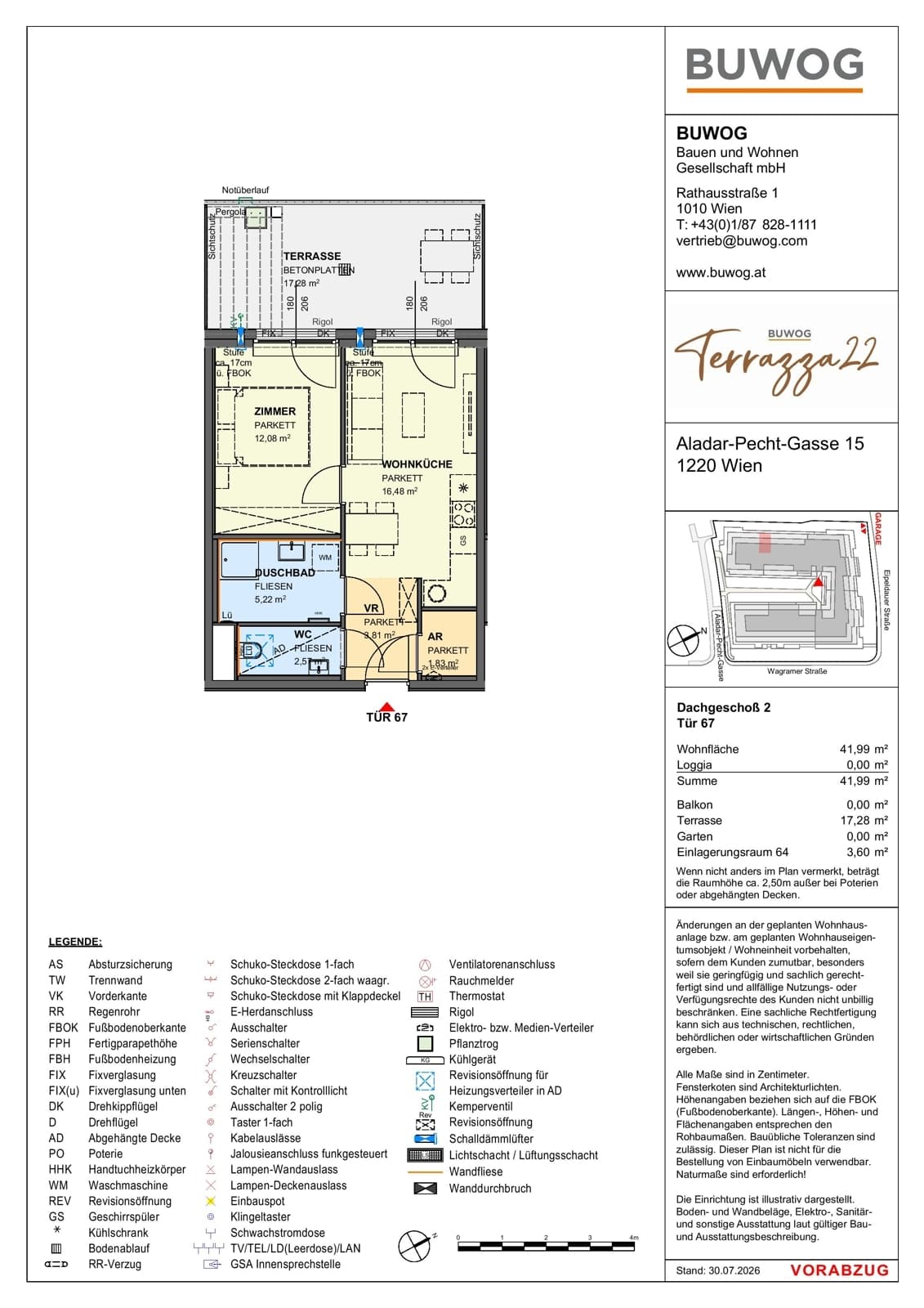 Floorplan Top 15.67 — Terrazza22 — 2 Rooms — 42 m² — 2. DG — Nordwest