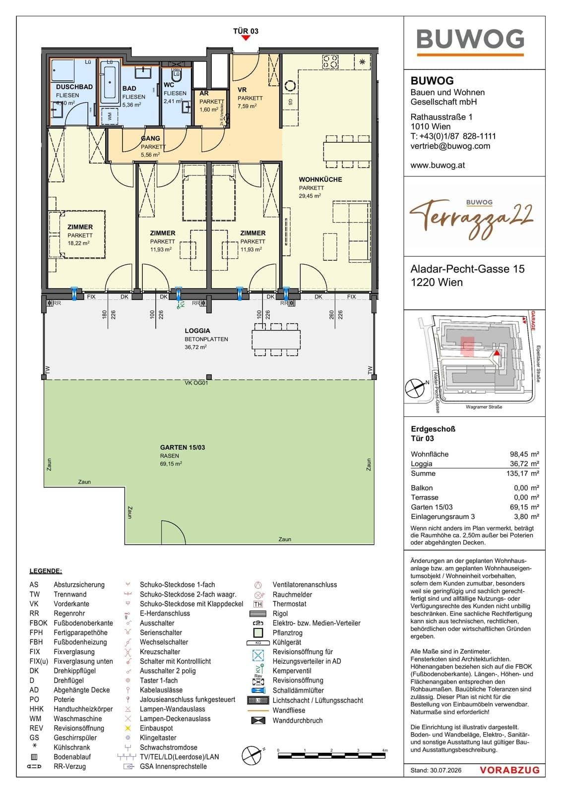 Floorplan Top 15.03 — Terrazza22 — 4 Rooms — 98.5 m² — EG — Südost