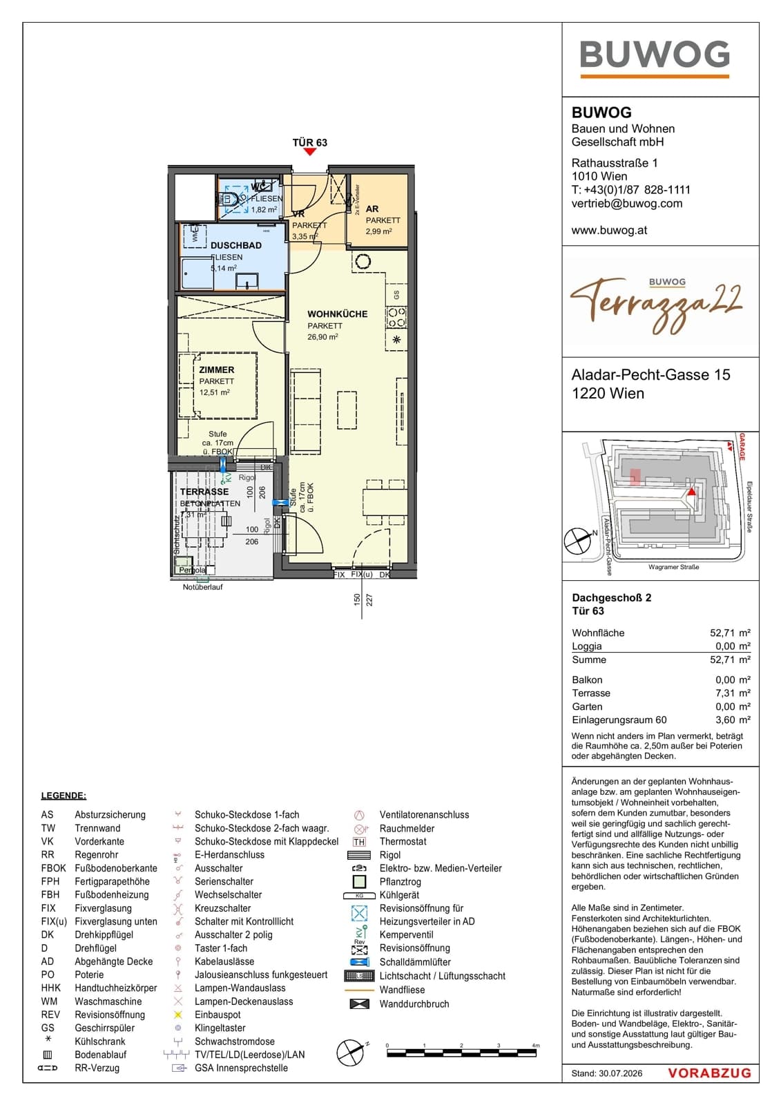 Floorplan Top 15.63 — Terrazza22 — 2 Rooms — 52.7 m² — 2. DG