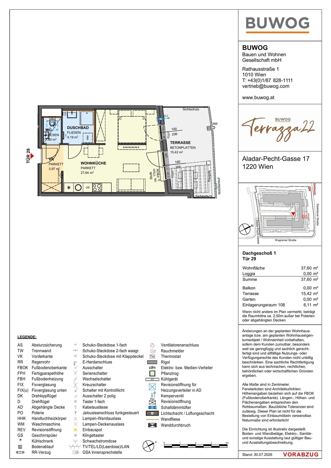 Floorplan Top 17.29 — Terrazza22 — 1 Rooms — 37.6 m² — 1. DG — Nordost