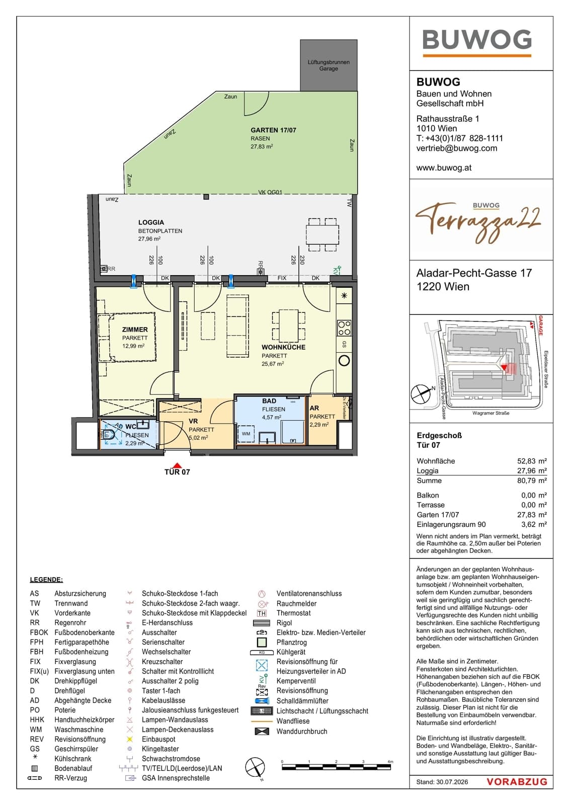 Floorplan Top 17.07 — Terrazza22 — 2 Rooms — 52.8 m² — EG — Südwest