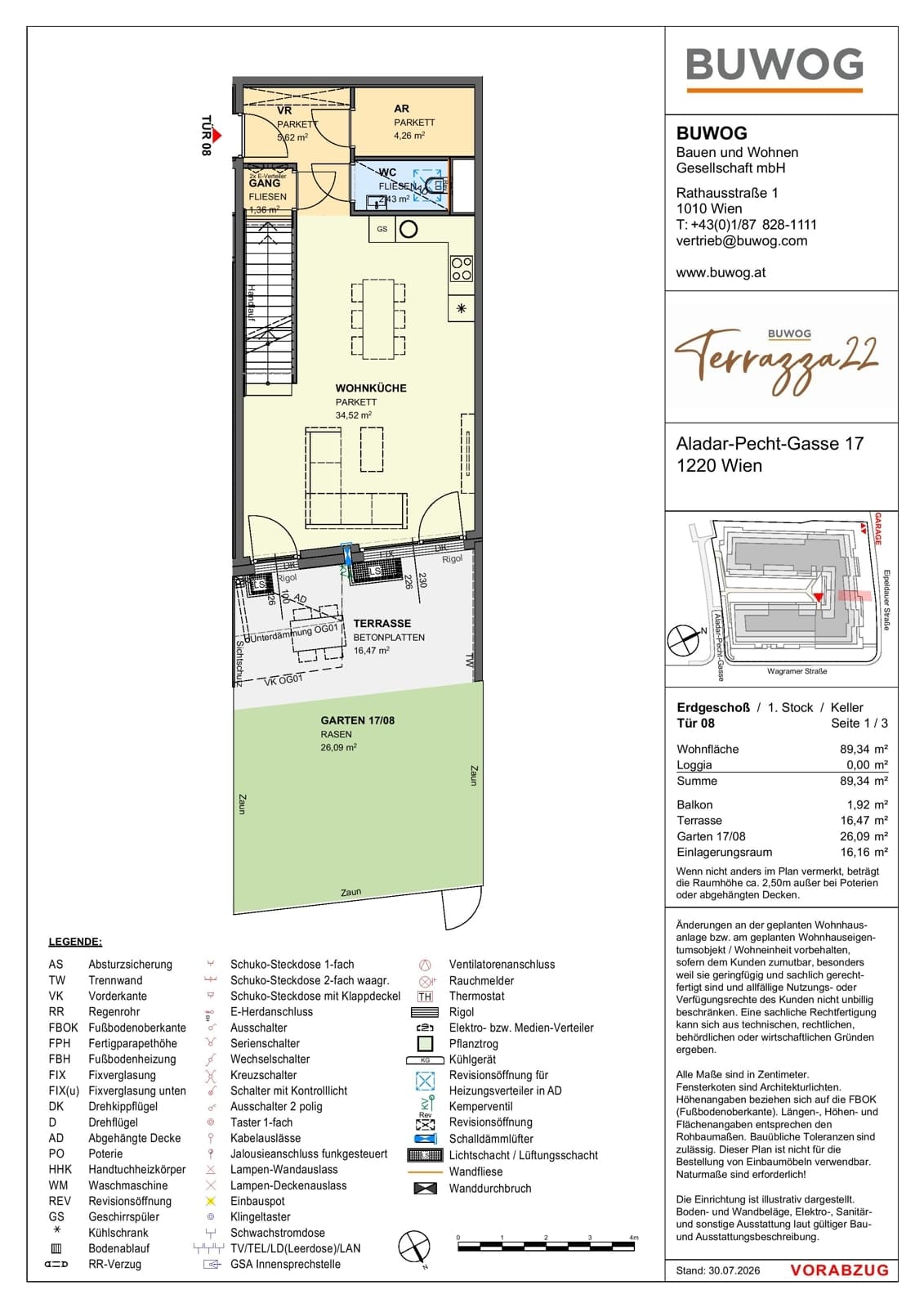 Floorplan Top 17.08 — Terrazza22 — 3 Rooms — 89.3 m² — EG — Nordost — Floorplan 1/3