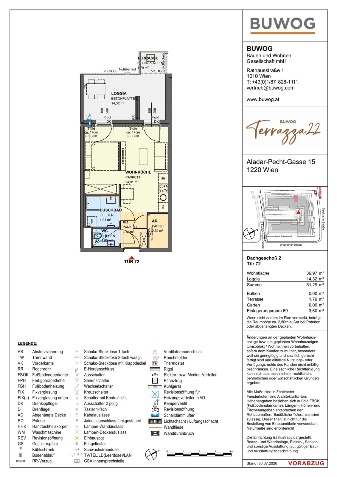 Floorplan Top 15.72 — Terrazza22 — 1 Rooms — 37 m² — 2. DG — Nordwest