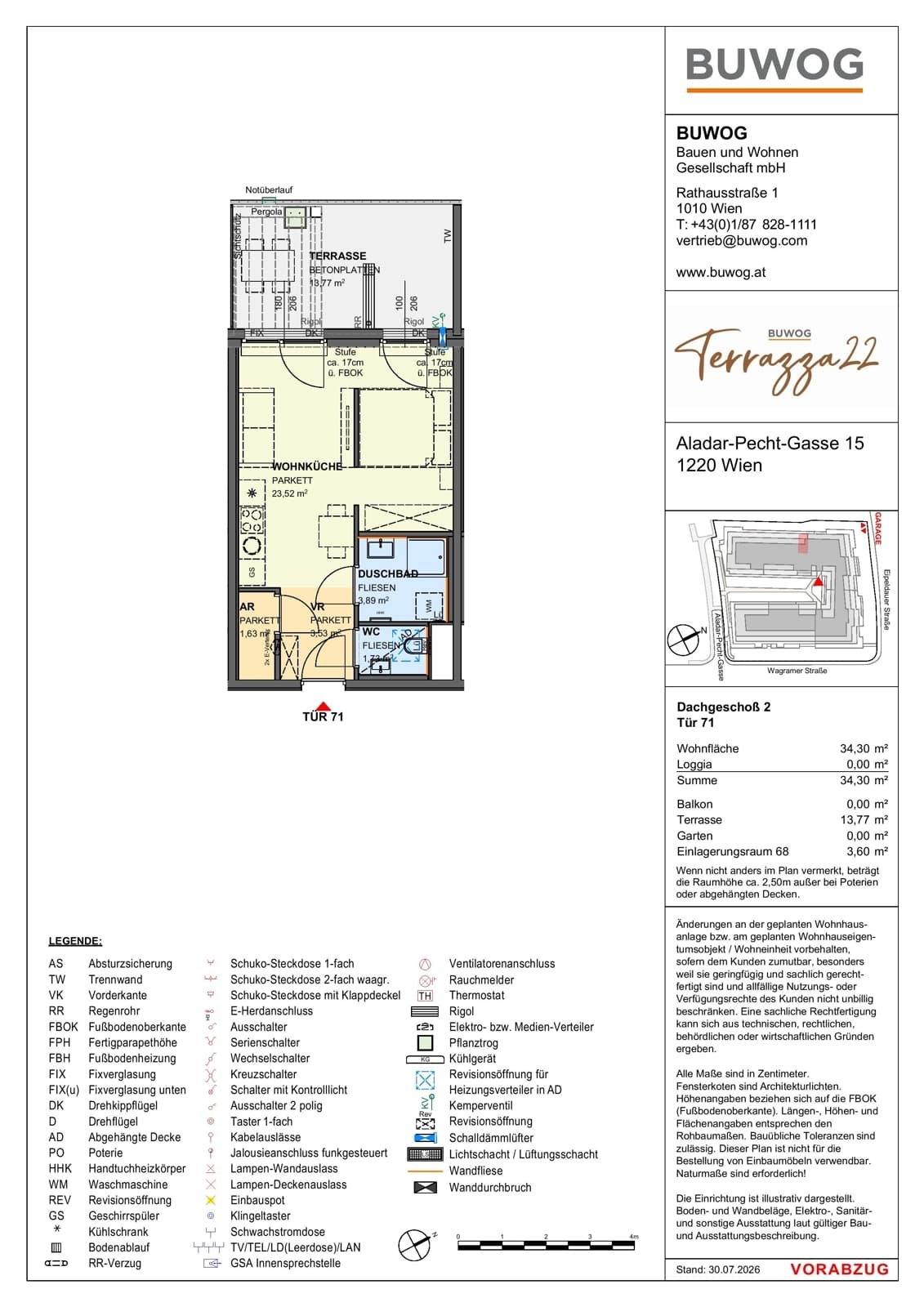 Floorplan Top 15.71 — Terrazza22 — 1 Rooms — 34.3 m² — 2. DG — Nordwest
