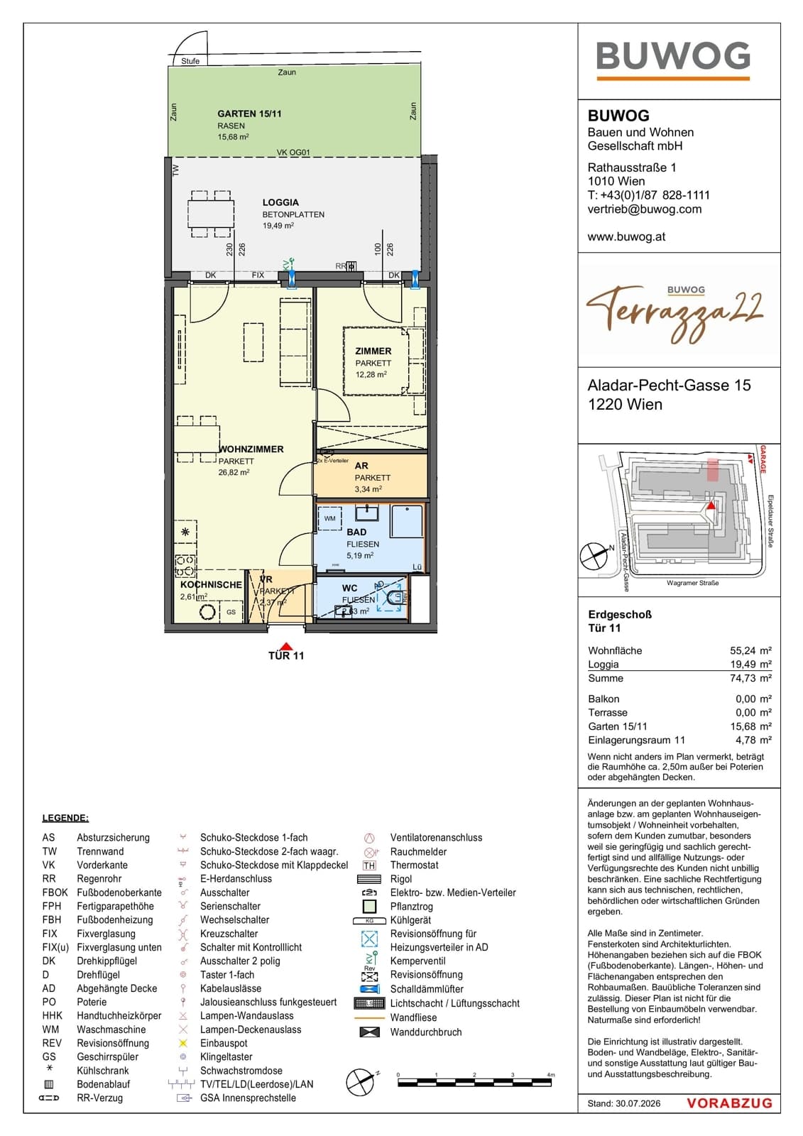 Floorplan Top 15.11 — Terrazza22 — 2 Rooms — 55.2 m² — EG — Nordwest