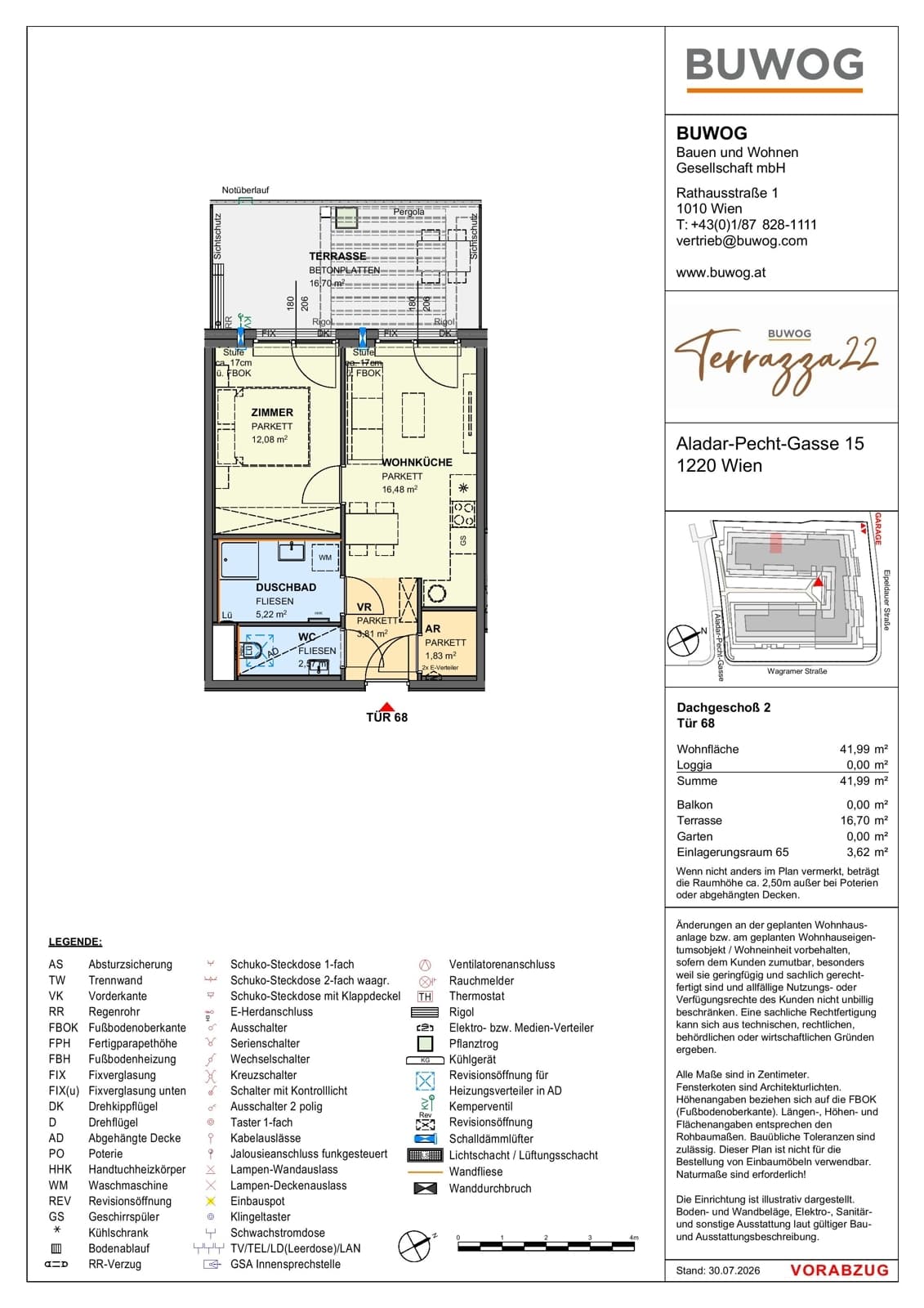 Floorplan Top 15.68 — Terrazza22 — 2 Rooms — 42 m² — 2. DG