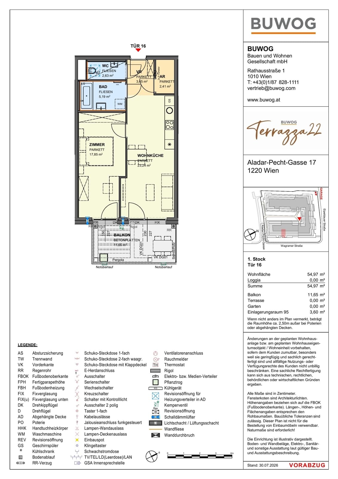Floorplan Top 17.16 — Terrazza22 — 2 Rooms — 55 m² — 1. OG — Südost