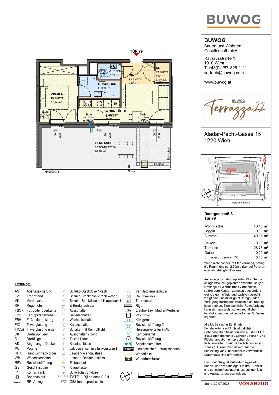 Floorplan Top 15.79 — Terrazza22 — 2 Rooms — 40.2 m² — 3. DG — Südost