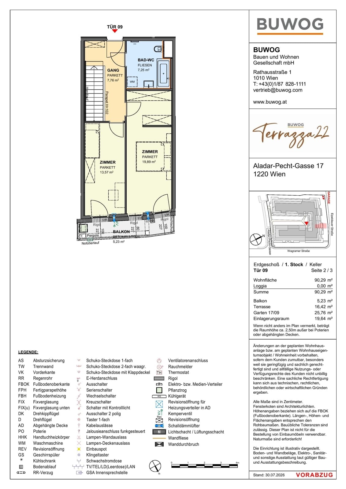 Floorplan Top 17.09 — Terrazza22 — 3 Rooms — 90.3 m² — EG — Nordost — Floorplan 2/3