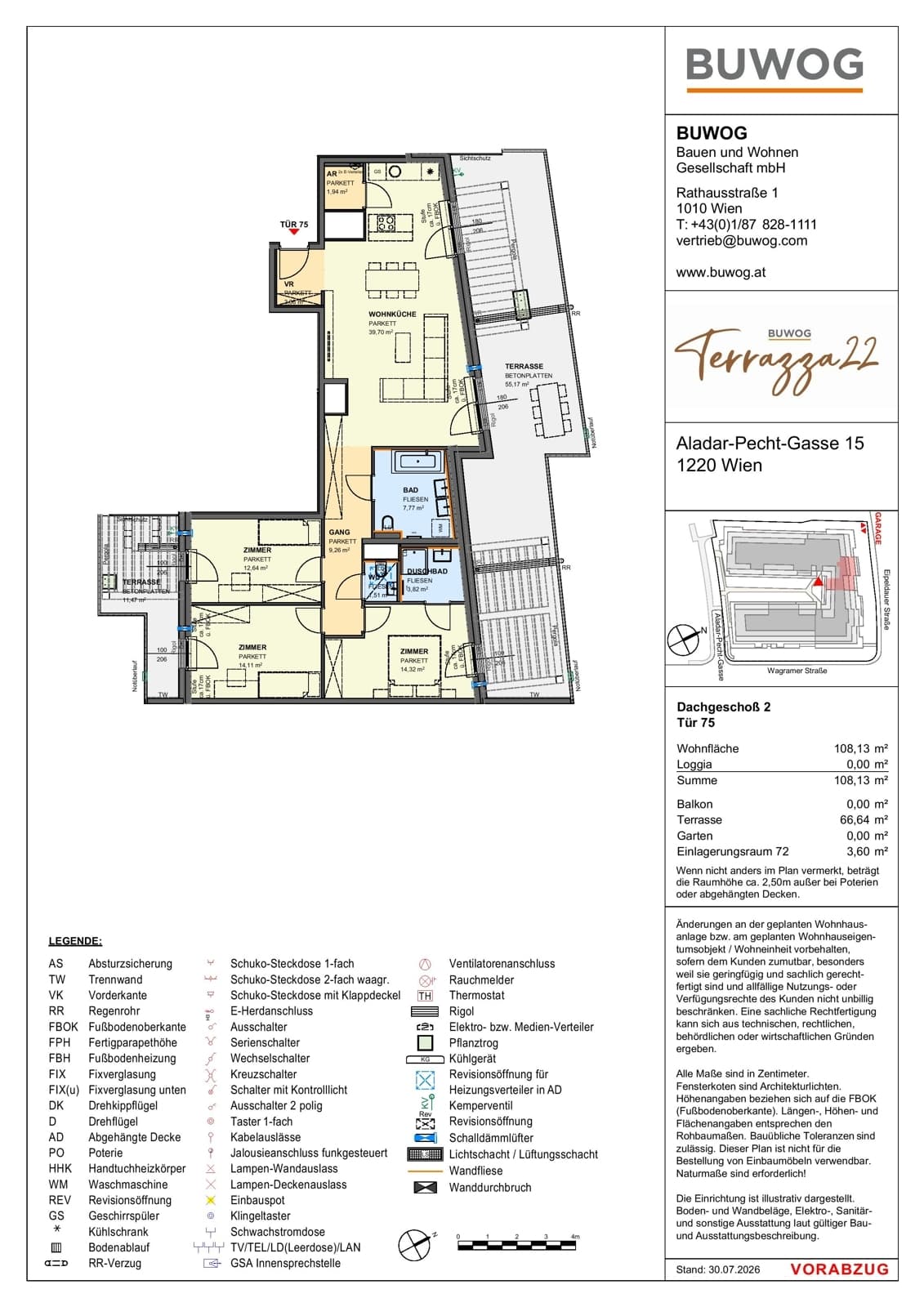 Floorplan Top 15.75 — Terrazza22 — 4 Rooms — 108.1 m² — 2. DG — Nordost