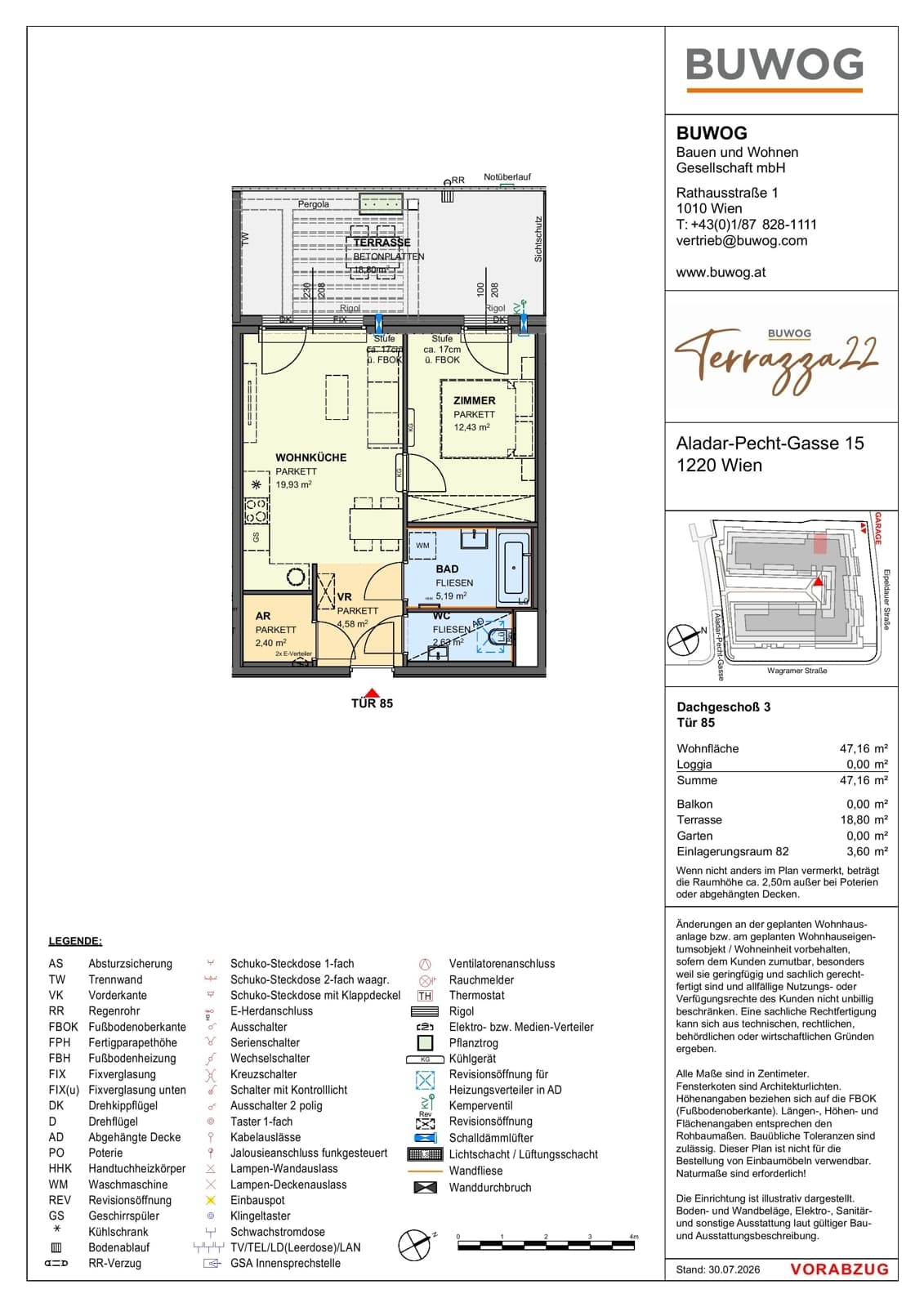 Floorplan Top 15.85 — Terrazza22 — 2 Rooms — 47.2 m² — 3. DG — Nordwest