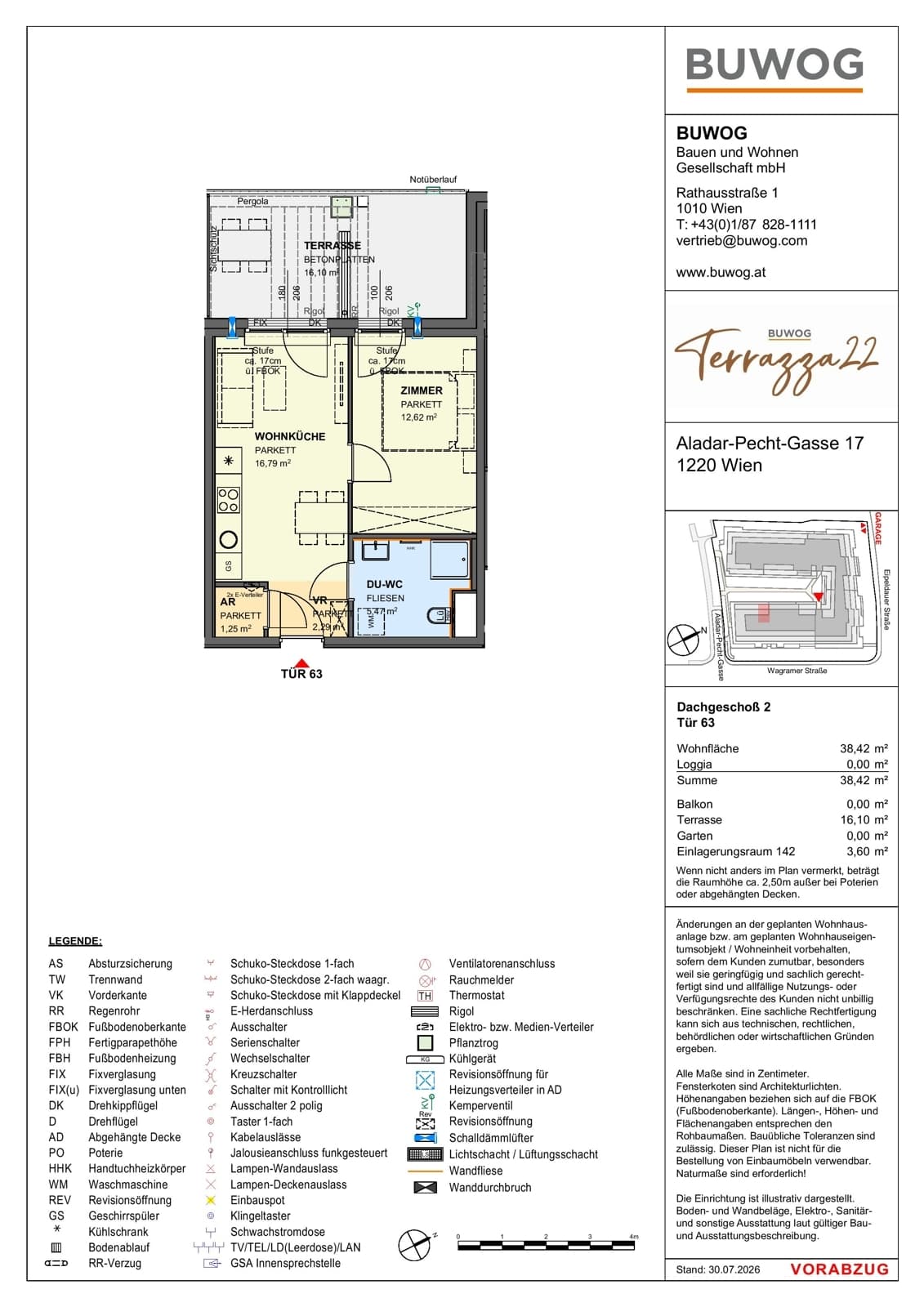 Floorplan Top 17.63 — Terrazza22 — 2 Rooms — 38.4 m² — 2. DG