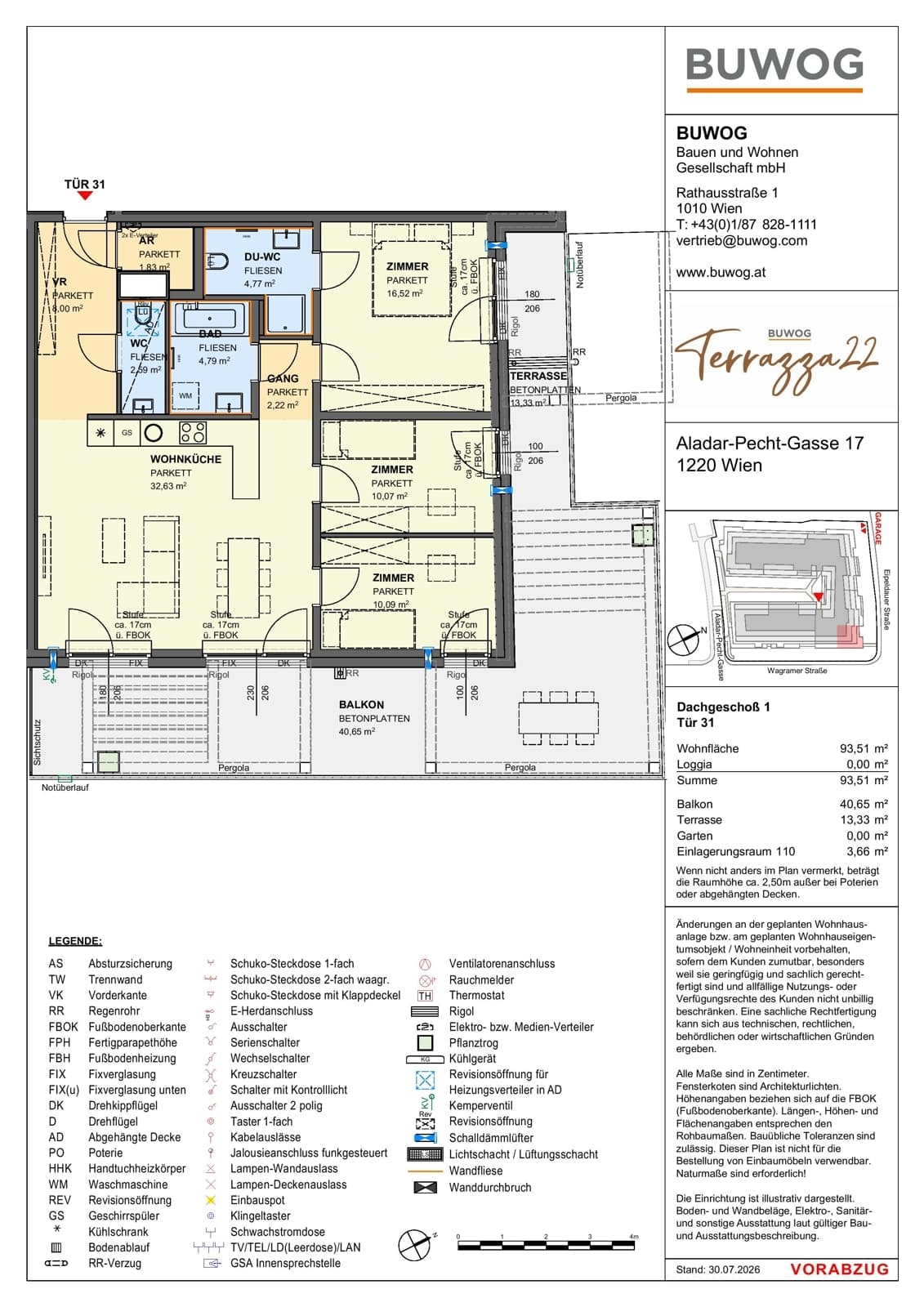 Floorplan Top 17.31 — Terrazza22 — 4 Rooms — 93.5 m² — 1. DG — Südost