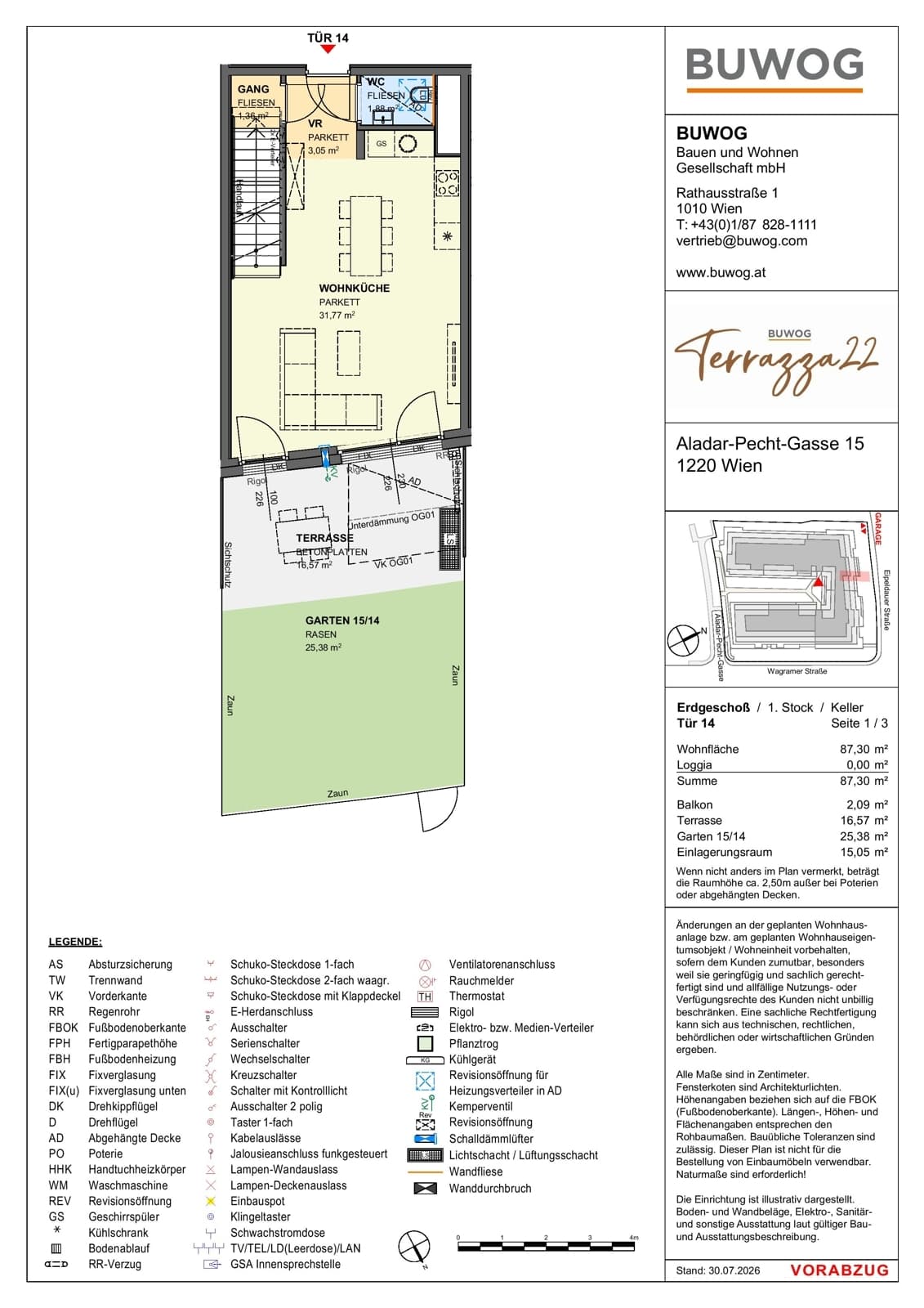 Floorplan Top 15.14 — Terrazza22 — 3 Rooms — 87.3 m² — EG — Nordost — Floorplan 1/3