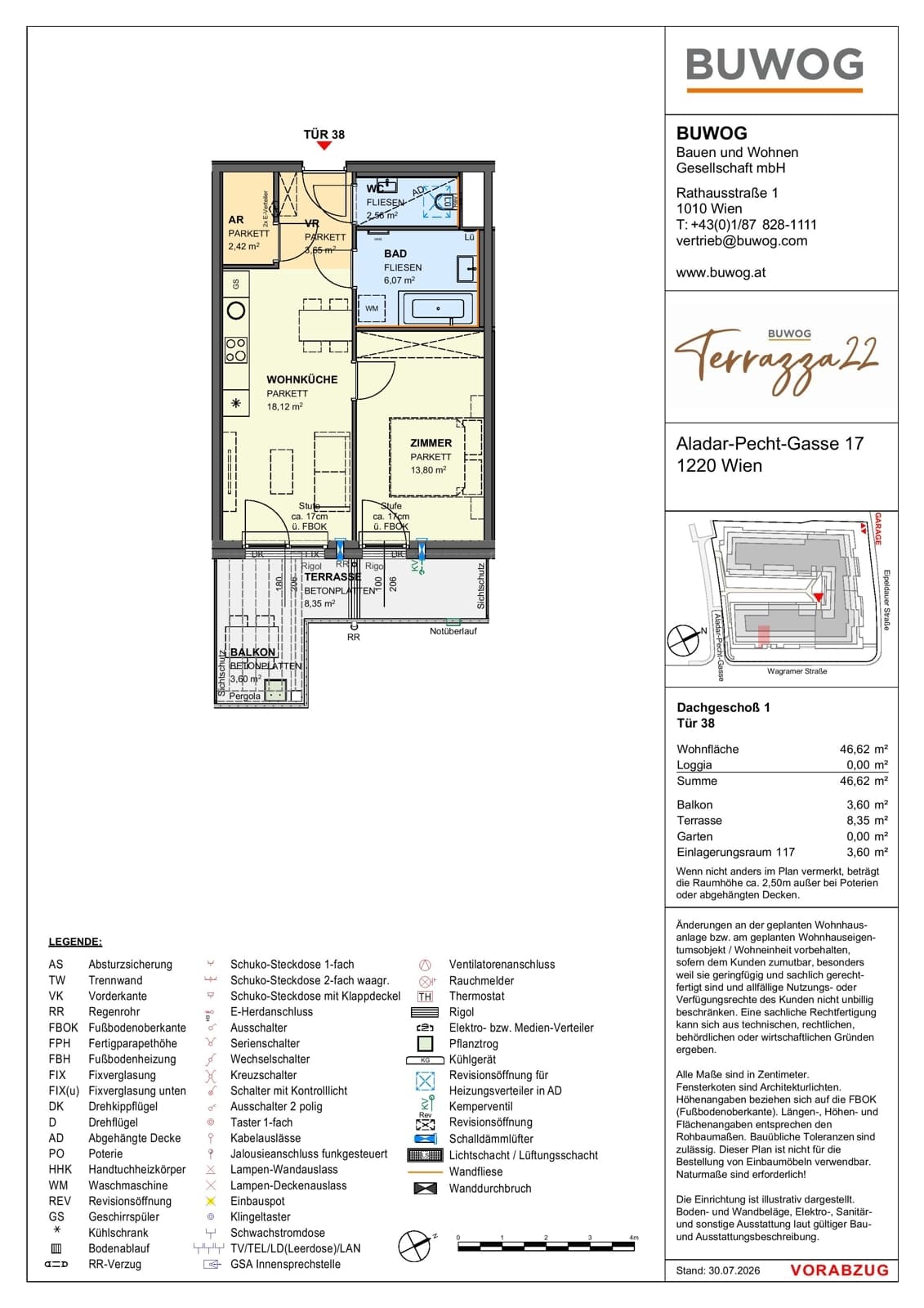 Floorplan Top 17.38 — Terrazza22 — 2 Rooms — 46.6 m² — 1. DG