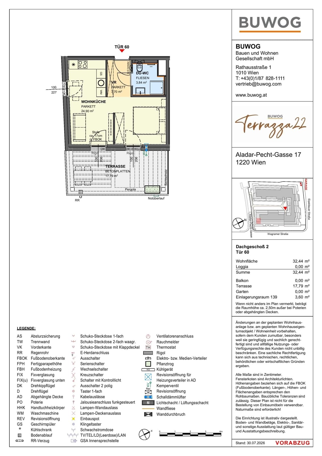 Floorplan Top 17.60 — Terrazza22 — 1 Rooms — 32.4 m² — 2. DG — Südost