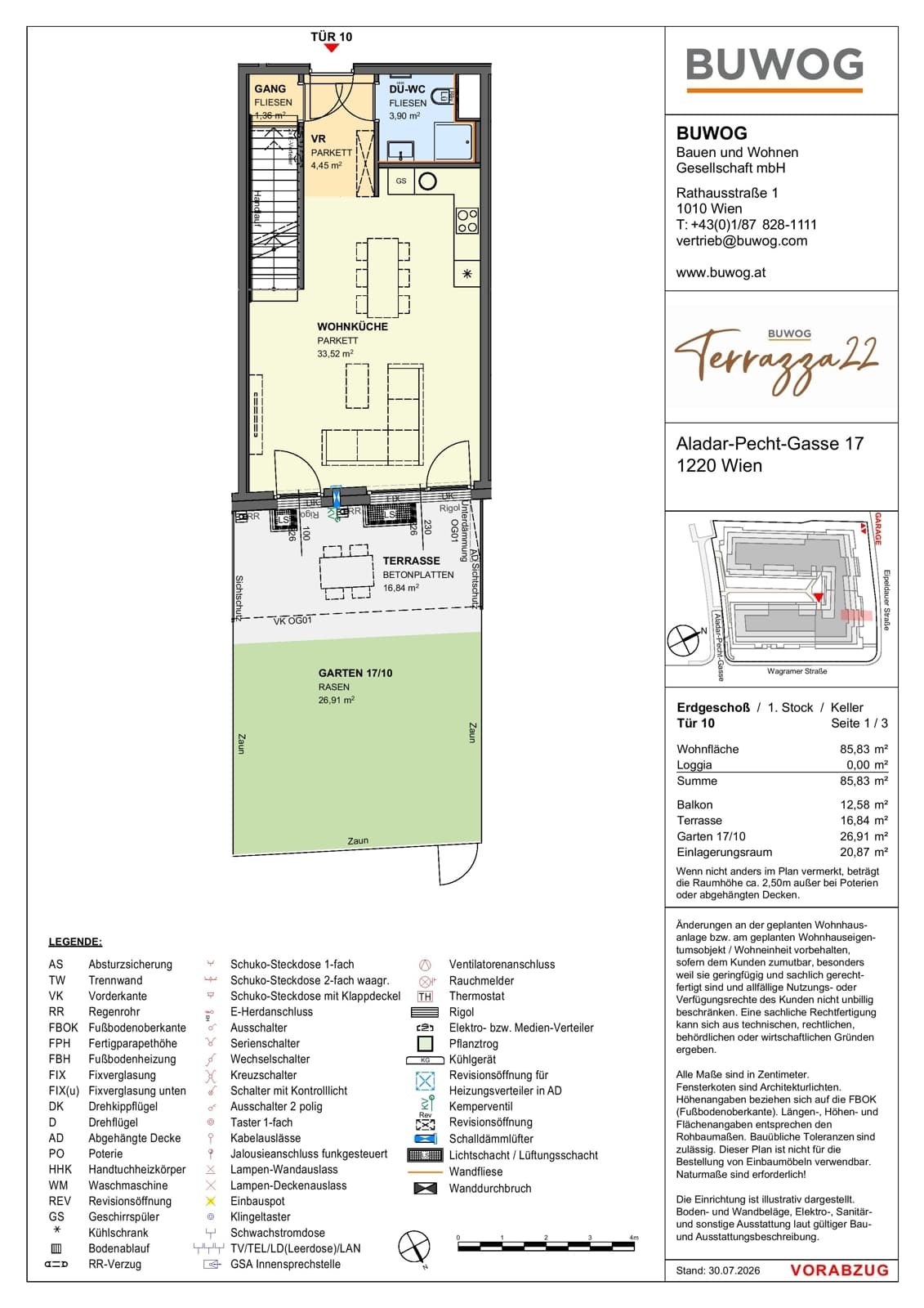 Floorplan Top 17.10 — Terrazza22 — 3 Rooms — 85.8 m² — EG — Nordost — Floorplan 1/3