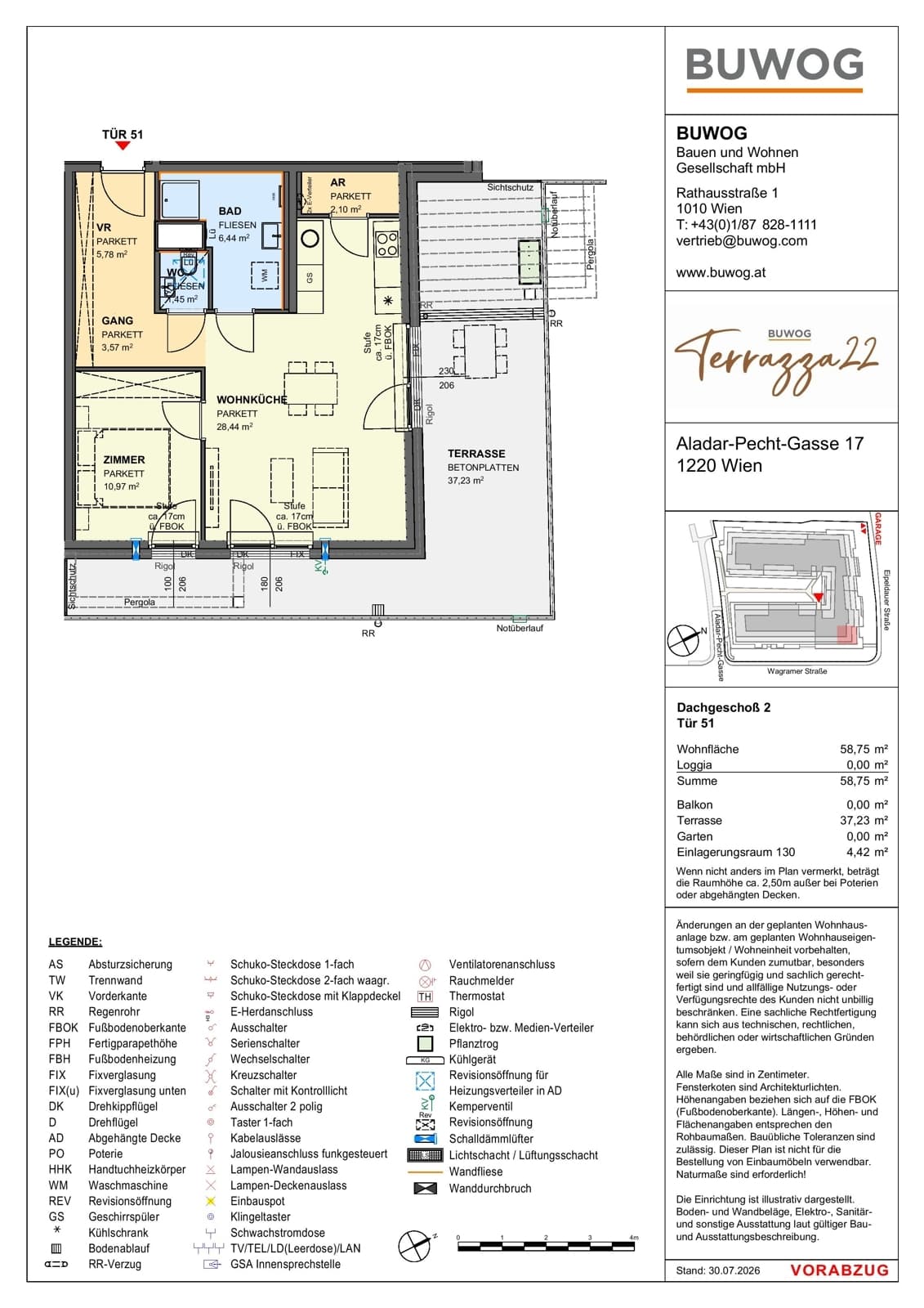 Floorplan Top 17.51 — Terrazza22 — 2 Rooms — 58.8 m² — 2. DG — Nordost