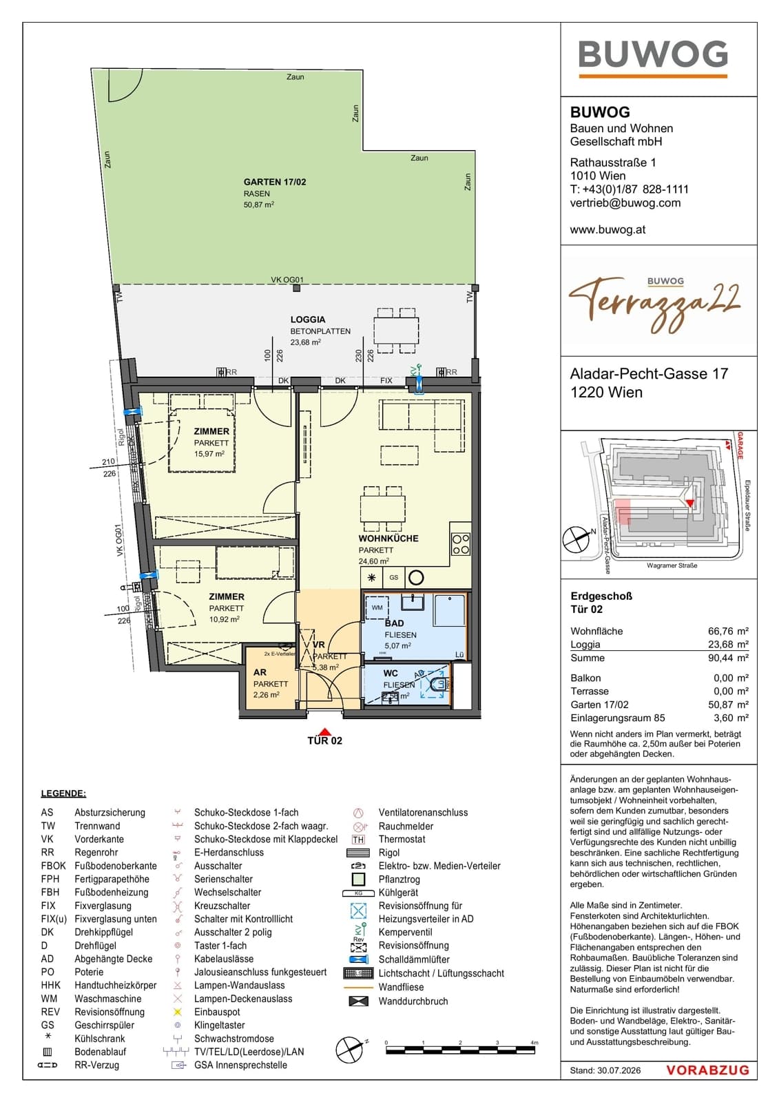 Floorplan Top 17.02 — Terrazza22 — 3 Rooms — 66.8 m² — EG — Nordwest