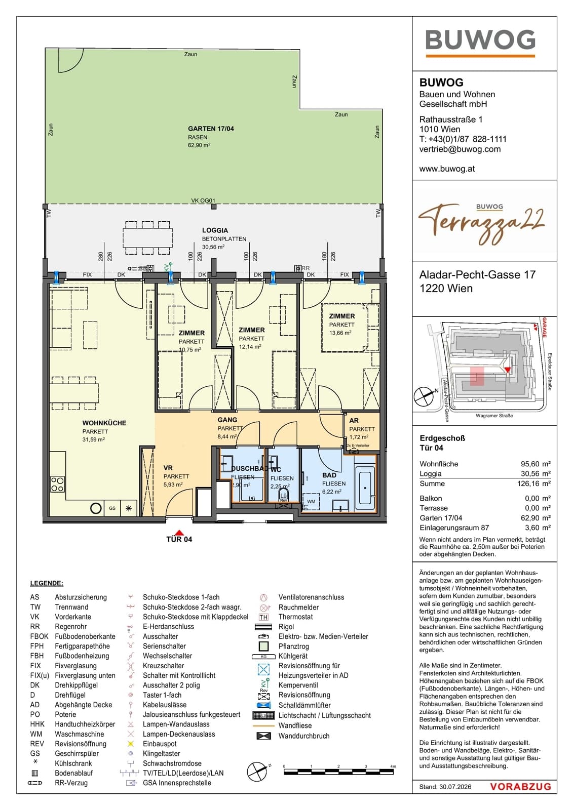 Floorplan Top 17.04 — Terrazza22 — 4 Rooms — 95.6 m² — EG — Nordwest
