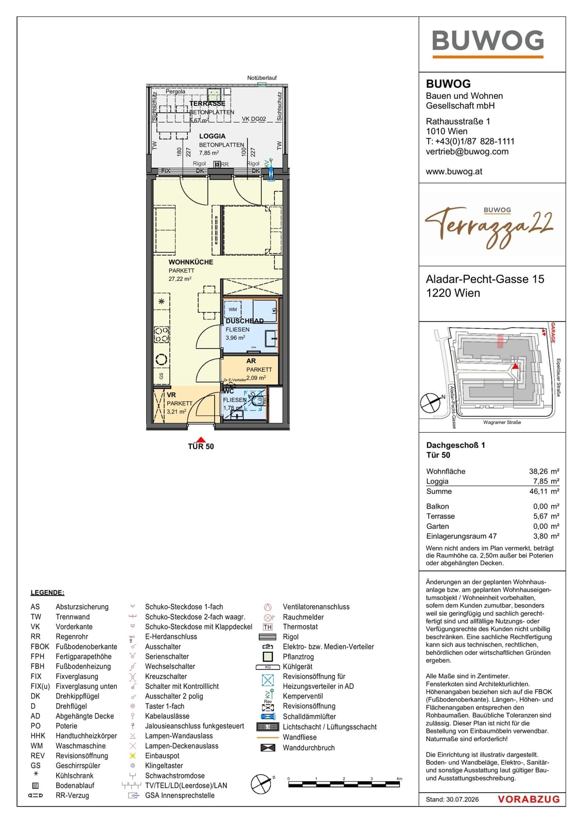 Floorplan Top 15.50 — Terrazza22 — 1 Rooms — 38.3 m² — 1. DG — Nordwest