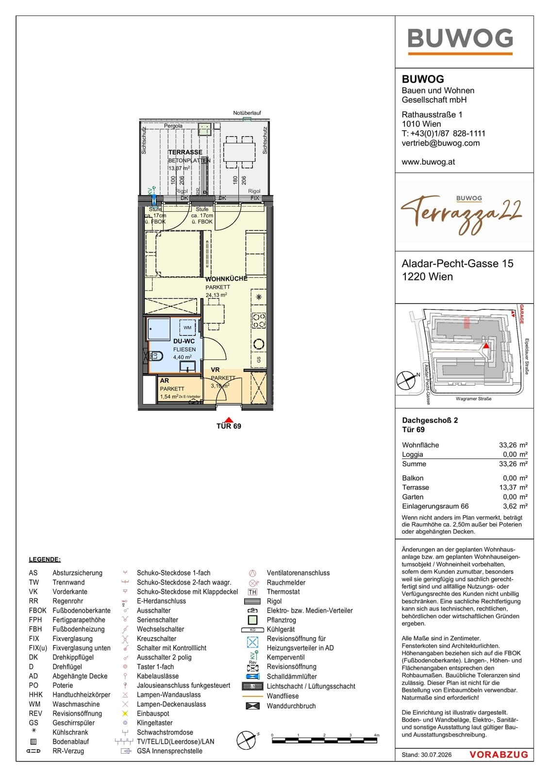 Floorplan Top 15.69 — Terrazza22 — 1 Rooms — 33.3 m² — 2. DG — Nordwest