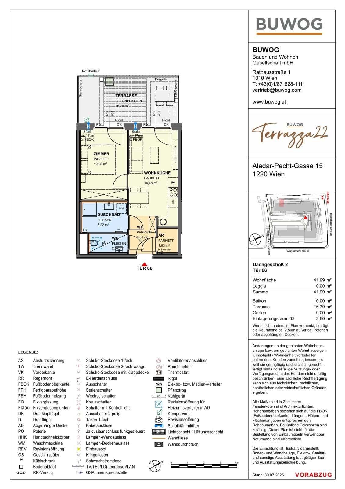 Floorplan Top 15.66 — Terrazza22 — 2 Rooms — 42 m² — 2. DG — Nordwest