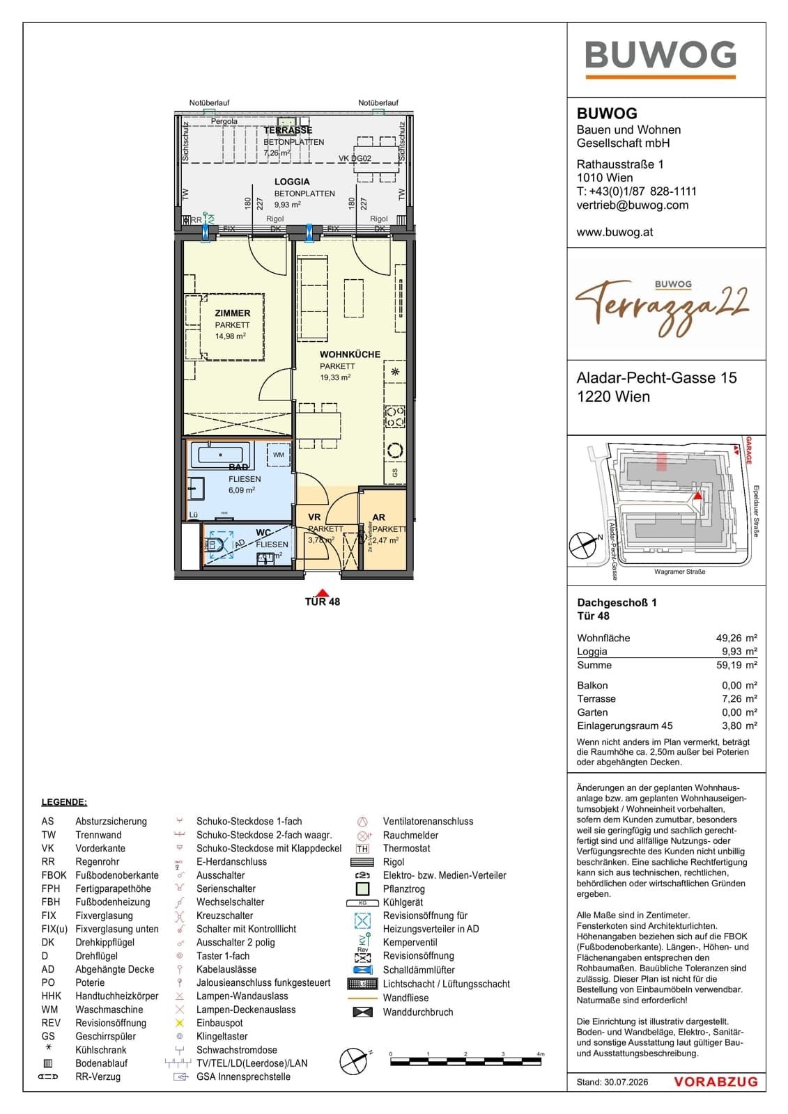 Floorplan Top 15.48 — Terrazza22 — 2 Rooms — 49.3 m² — 1. DG — Nordwest