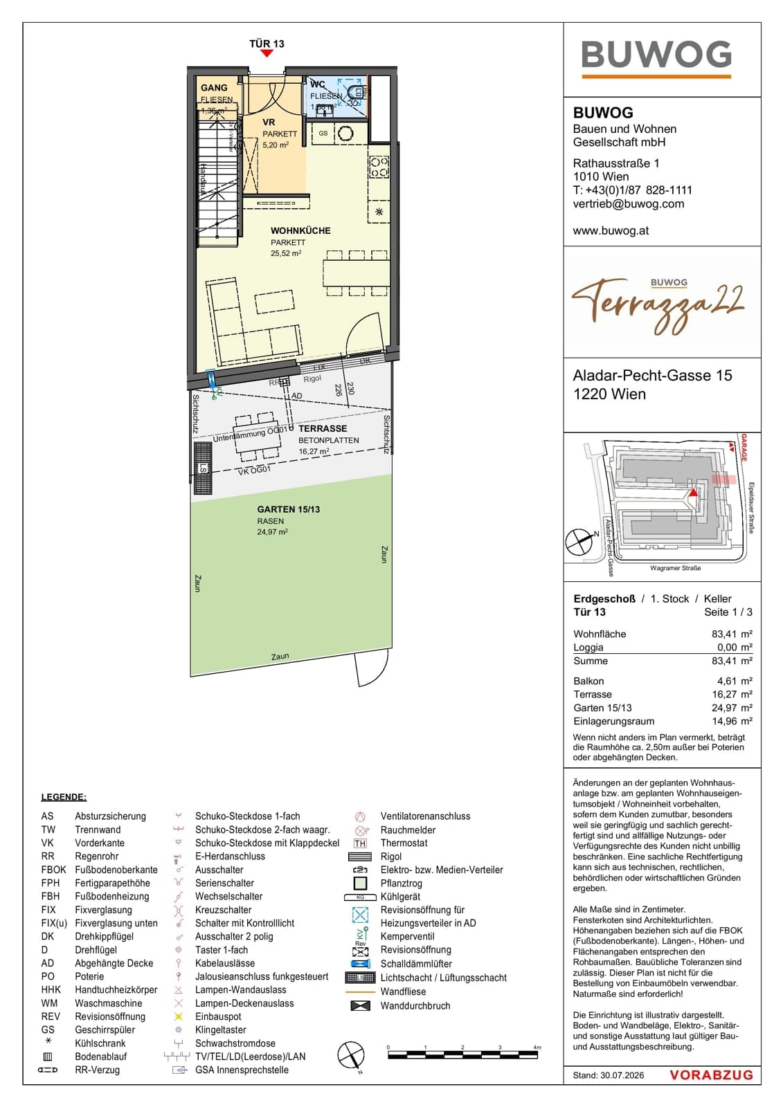 Floorplan Top 15.13 — Terrazza22 — 3 Rooms — 83.4 m² — EG — Nordost — Floorplan 1/3