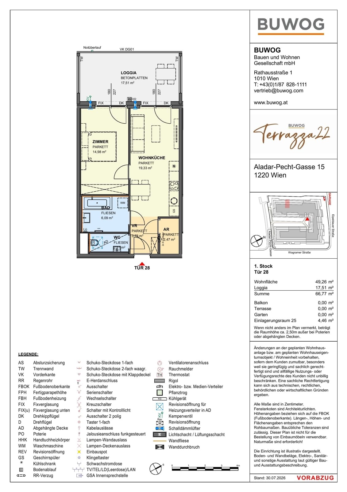 Floorplan Top 15.28 — Terrazza22 — 2 Rooms — 49.3 m² — 1. OG — Nordwest