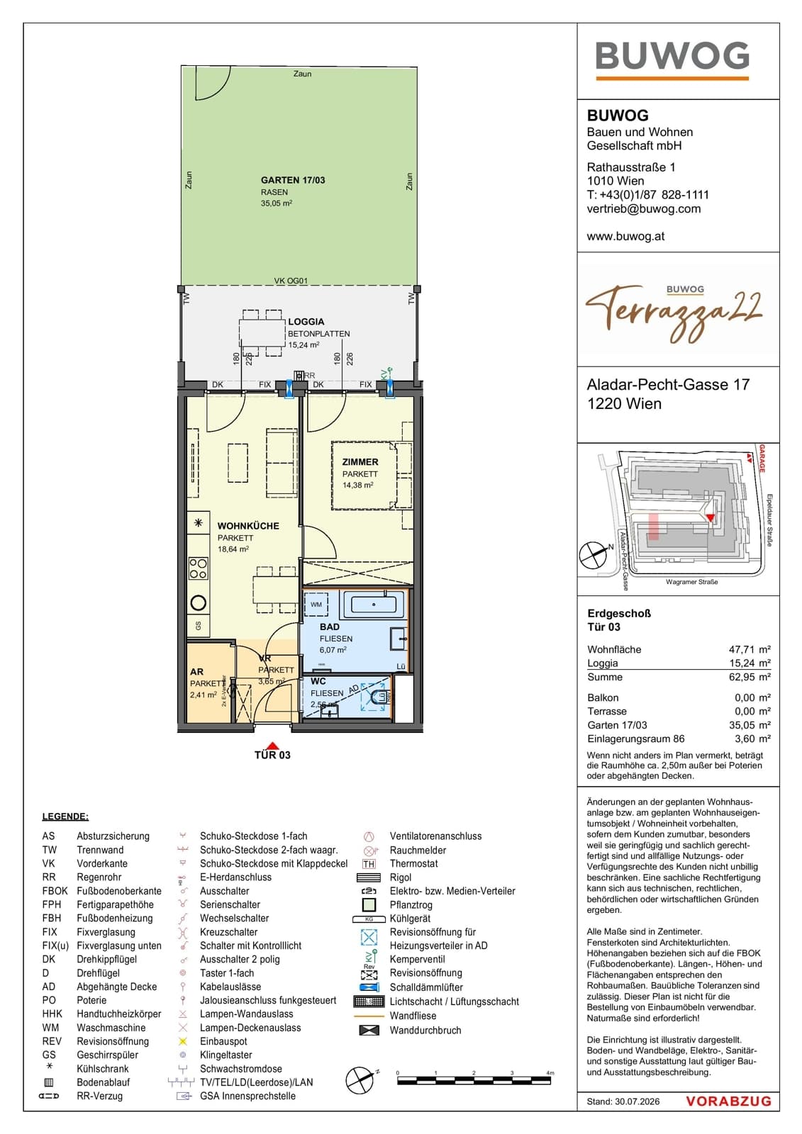 Floorplan Top 17.03 — Terrazza22 — 2 Rooms — 47.7 m² — EG — Nordwest