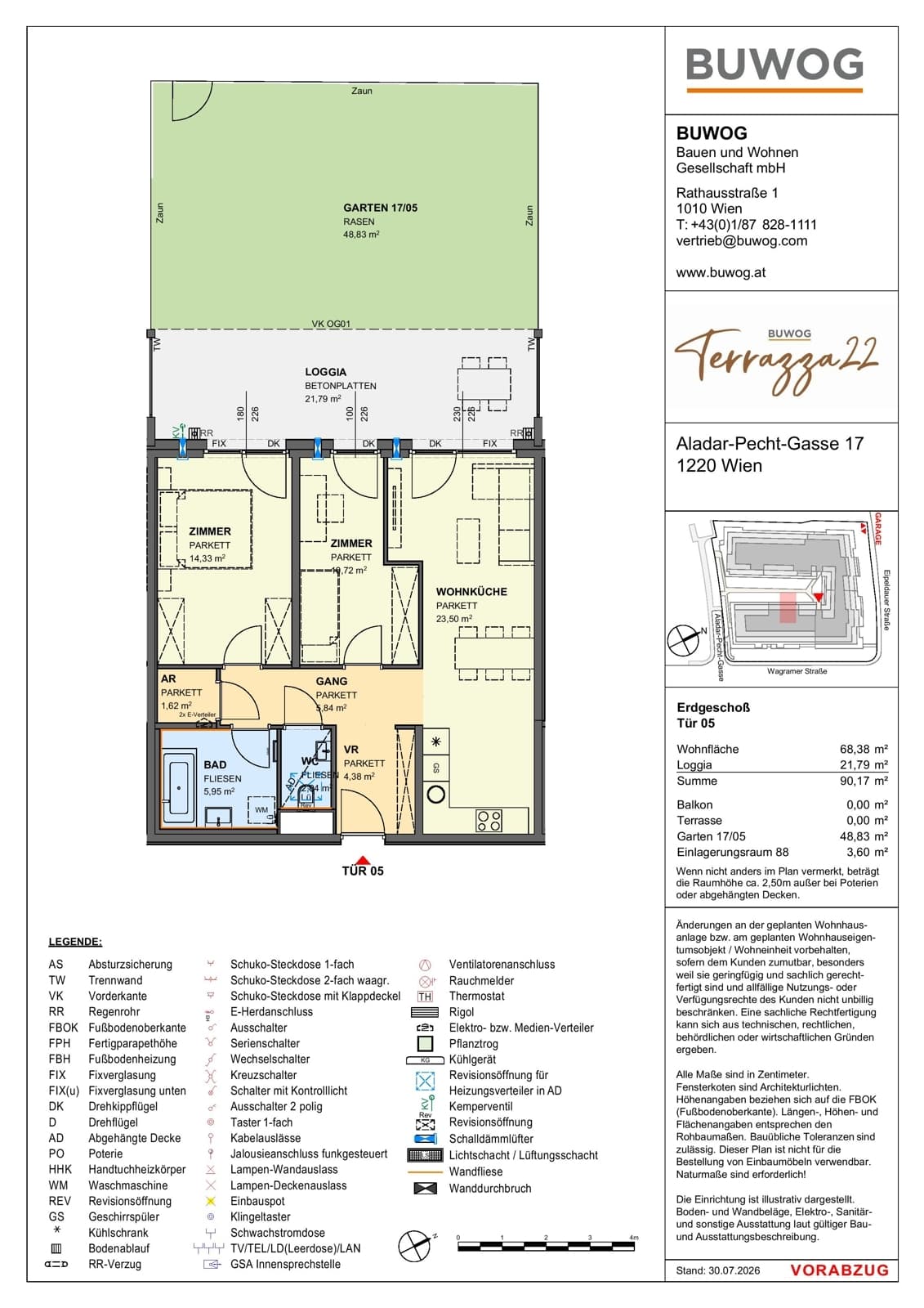 Floorplan Top 17.05 — Terrazza22 — 3 Rooms — 68.4 m² — EG — Nordwest