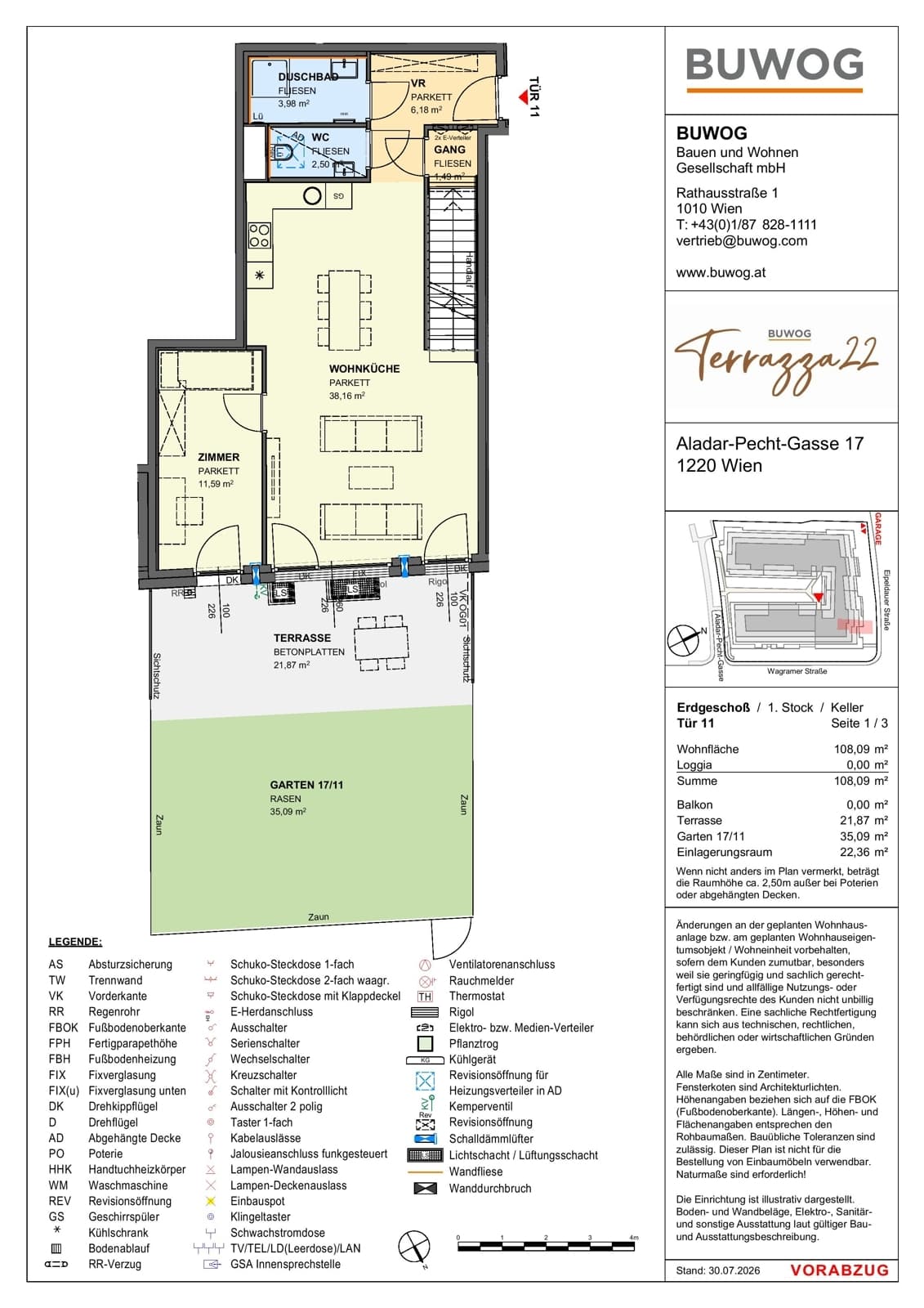 Floorplan Top 17.11 — Terrazza22 — 4 Rooms — 108.1 m² — EG — Nordost — Floorplan 1/3