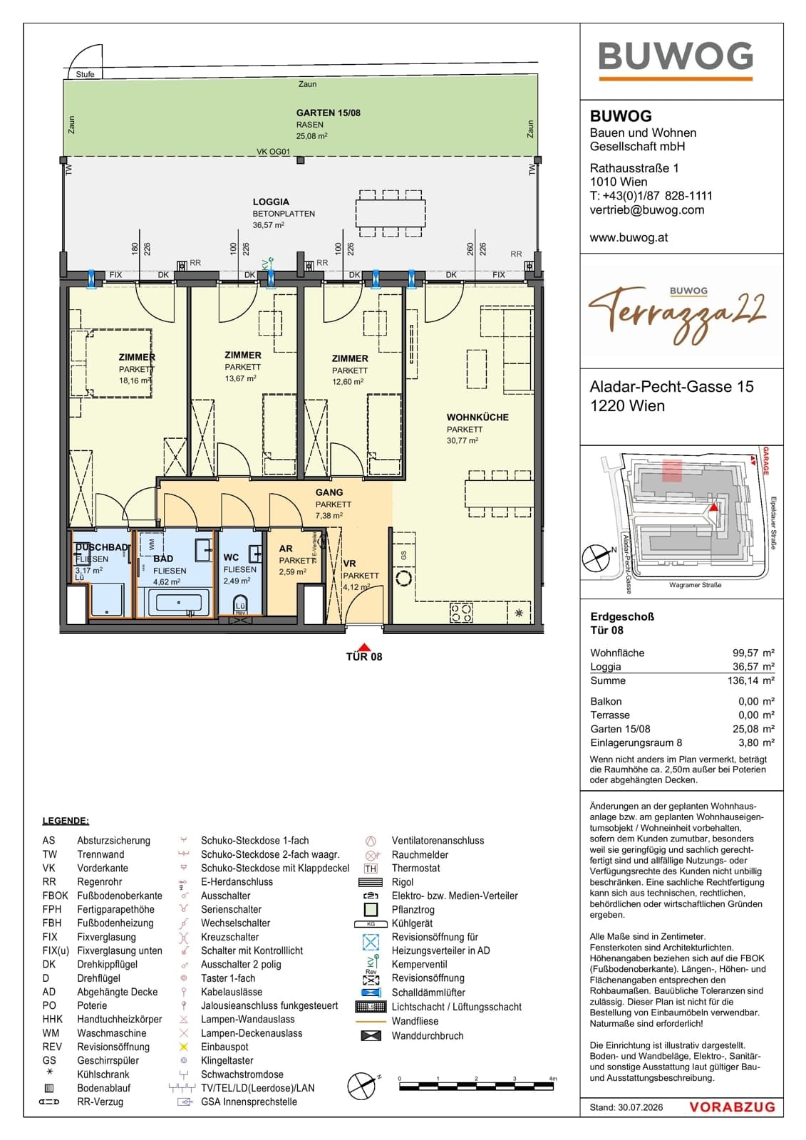 Floorplan Top 15.08 — Terrazza22 — 4 Rooms — 99.6 m² — EG — Nordwest